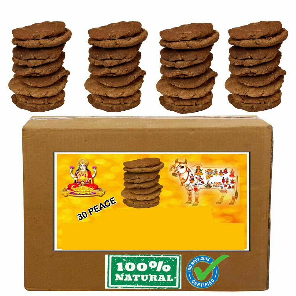 100% pure indian cow dung Cakes ( Brown ) Pack of 30 US 