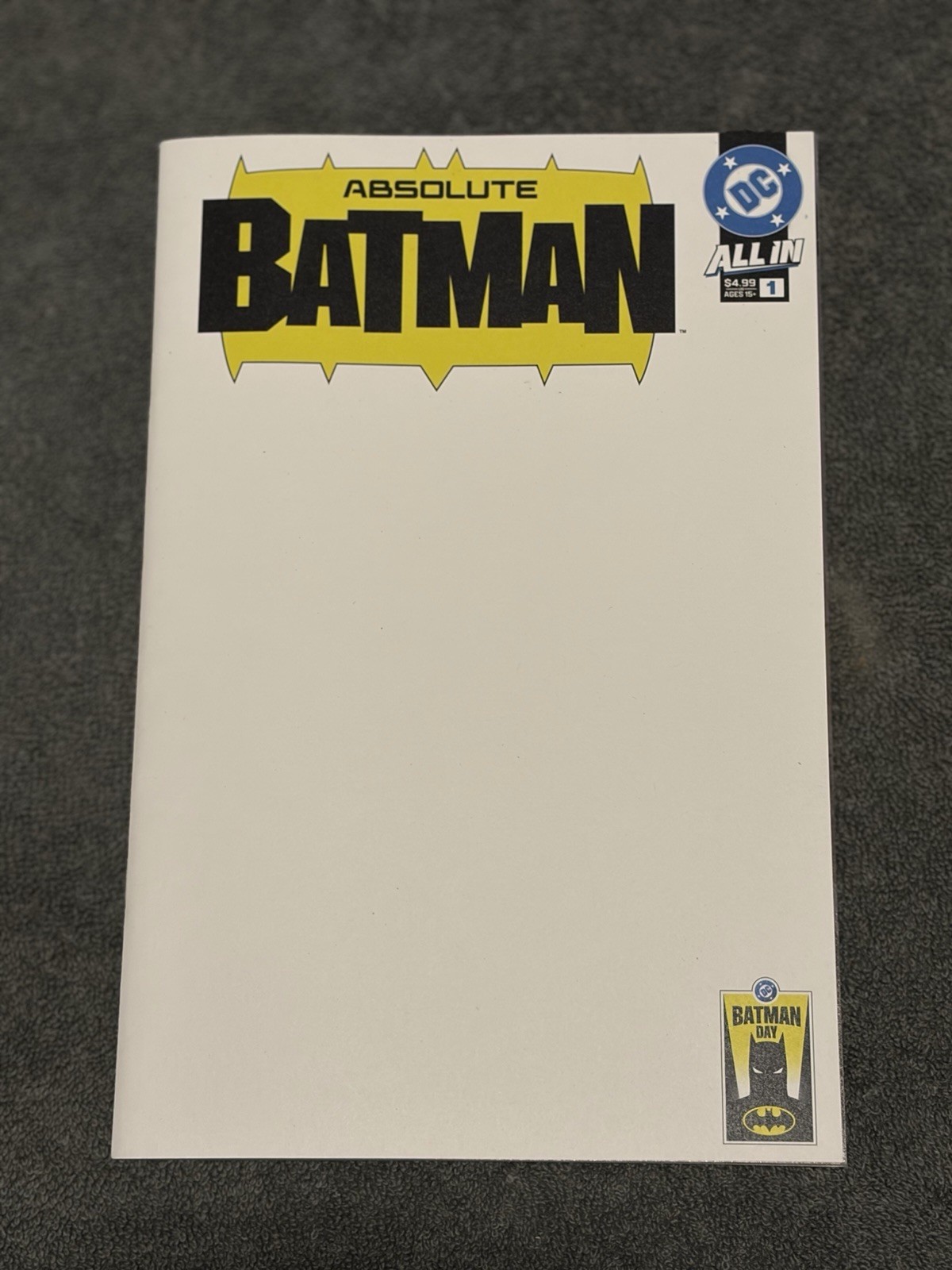 Absolute Batman 1 Batman Day Blank Sketch Cover DC Comics 2025 NM