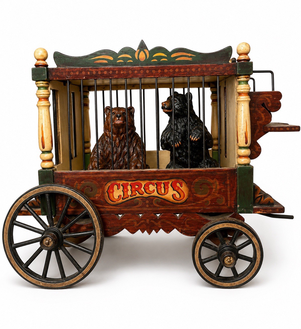 Barnes And Bailey Vintage 1920-1940 Rare Wood Circus Wagon w/ Bears