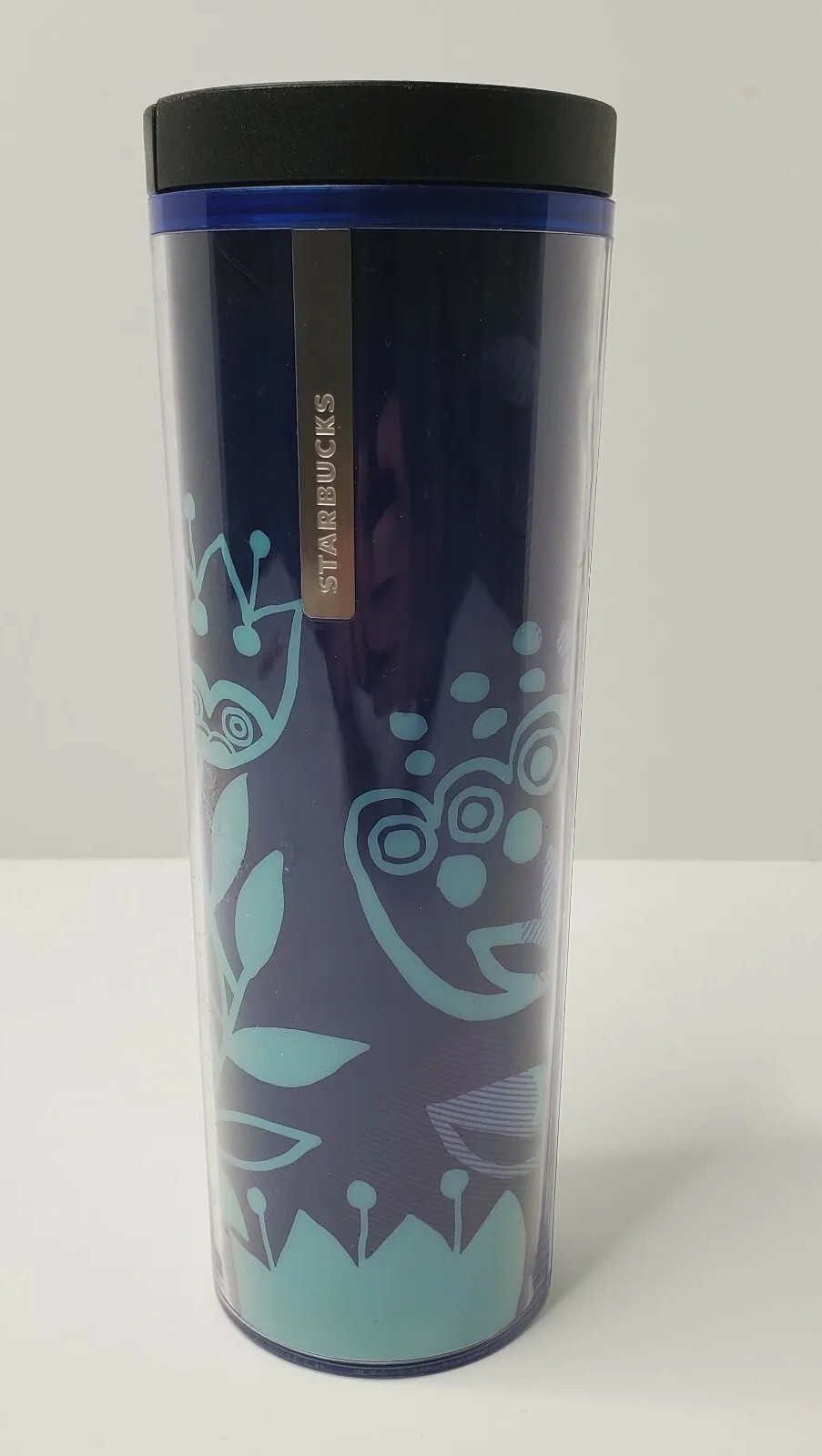 2013 Starbucks 16oz Insulated Travel Coffee Tumbler/Mug - Blue with Blue Tulips