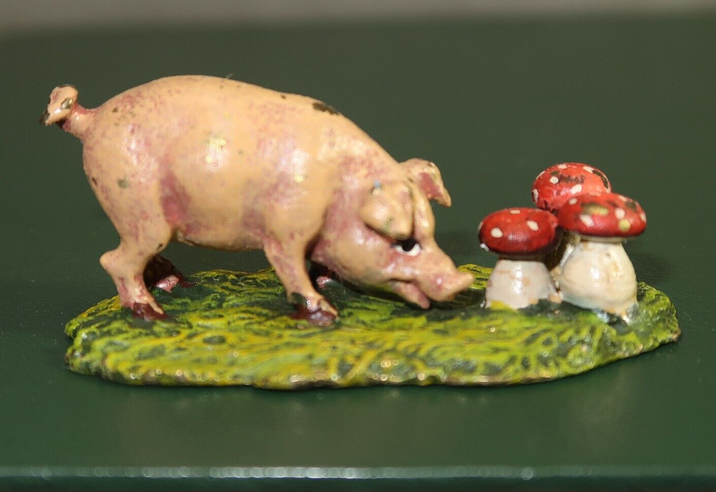 Fritz Bermann Vienna Bronze Pig Sniffing Mushrooms Sculpture Statue Austrian