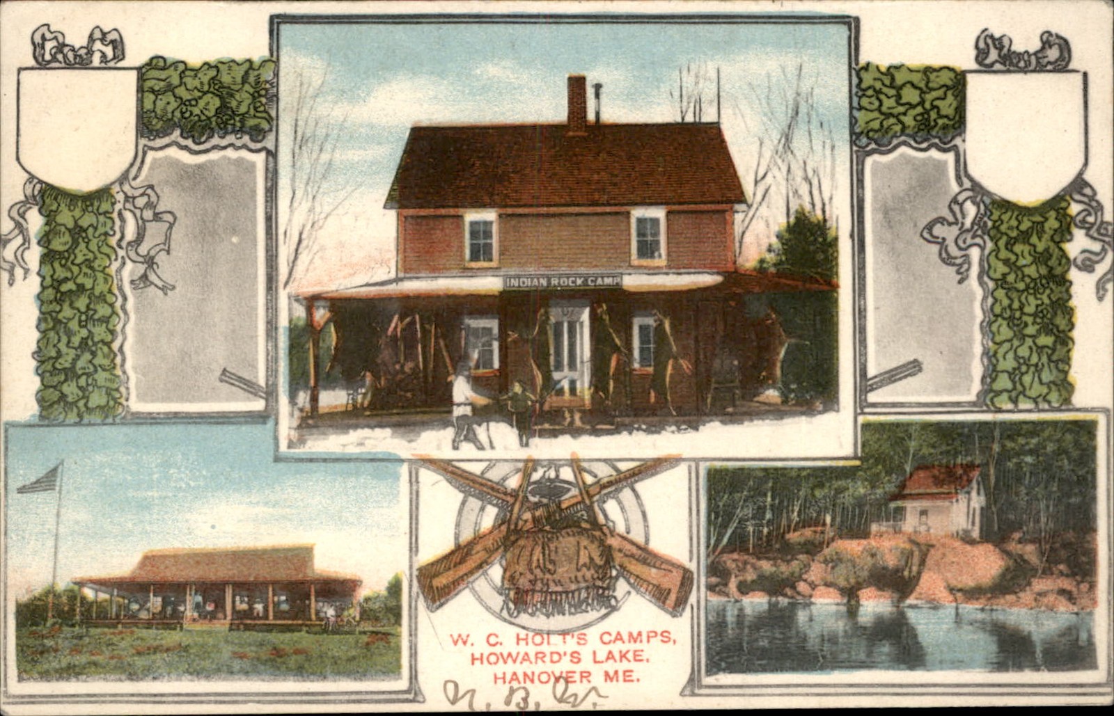 Howard\'s Lake ME Camp Buildings G. A. Peabody Co. c1910s Vintage Postcard