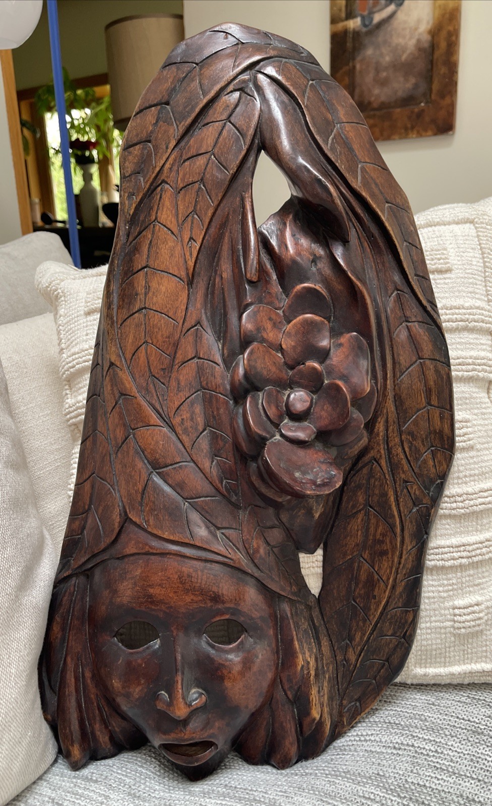 EXQUISITE VTG ANTIQUE Art Deco Mask Rare Tribal Ceremonial HUGE HEAVY 24”GREAT EXQUISITE VTG ANTIQUE Art Deco Mask Rare Tribal Ceremonial HUGE HEAVY 24”GREAT