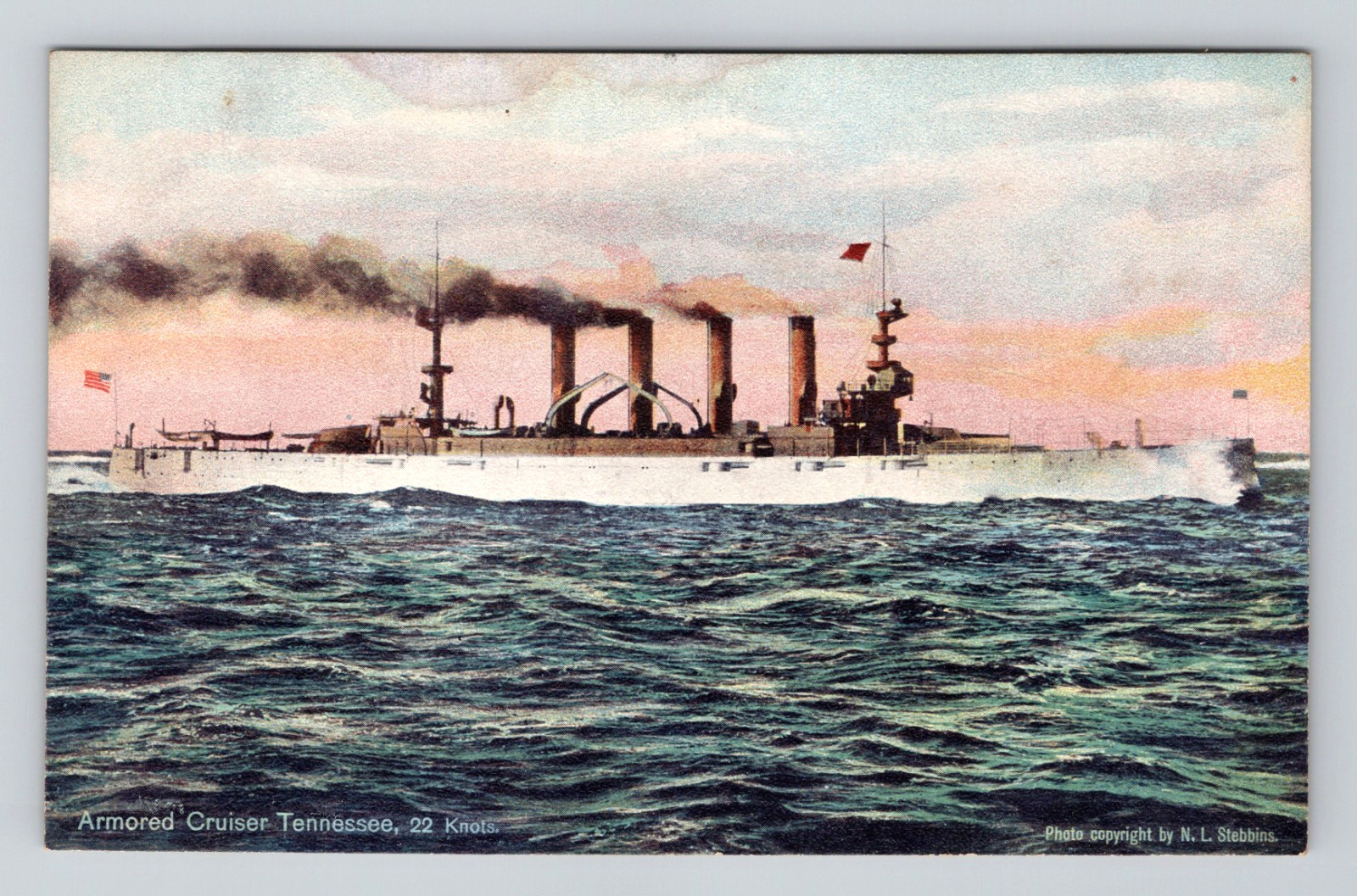 Postcard US Navy Armored Cruiser Ship USS Tennessee No 10 Antique 1900s