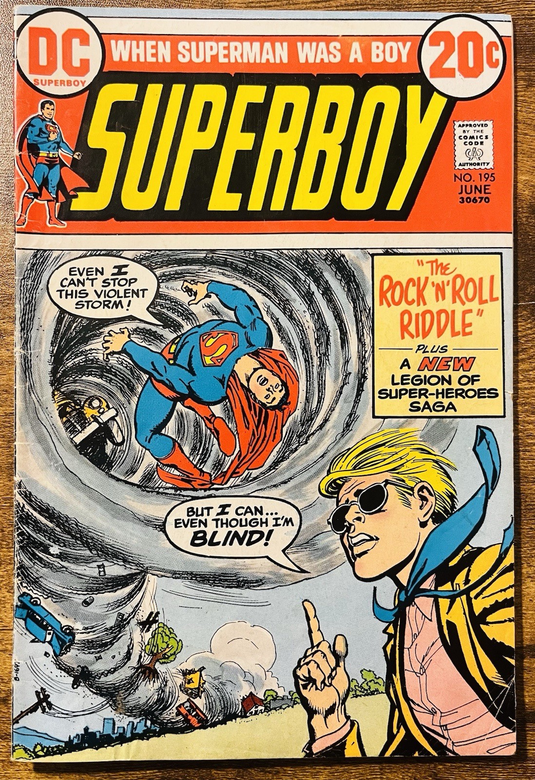 SUPERBOY 195 NICK CARDY COVER 1ST APP ERG-1 (DRAKE BURROUGHS) DC COMICS 1973