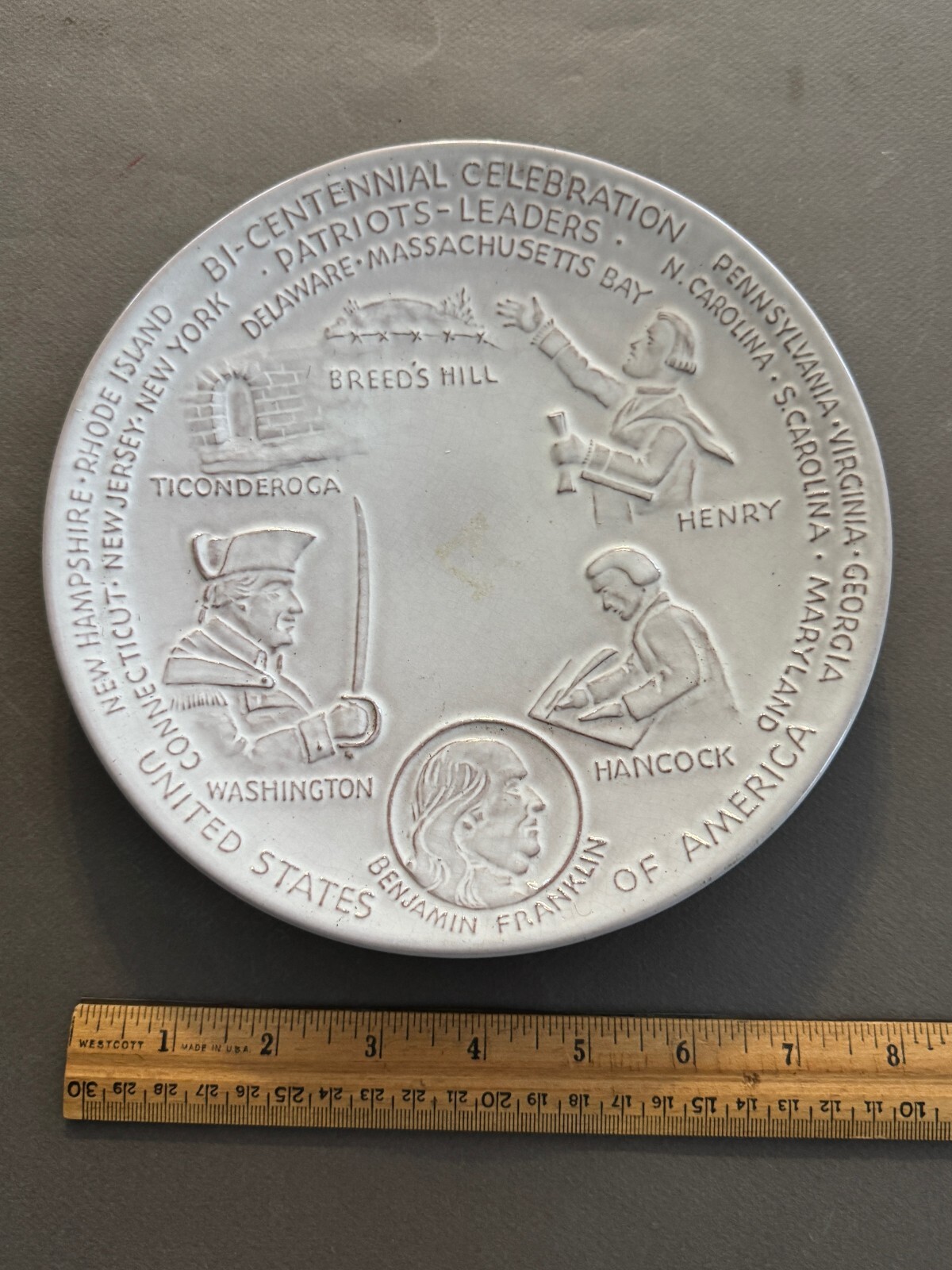 FRANKOMA 1973 BI-CENTENNIAL PATRIOTS BENJAMIN FRANKLIN WHITE COLLECTOR PLATE