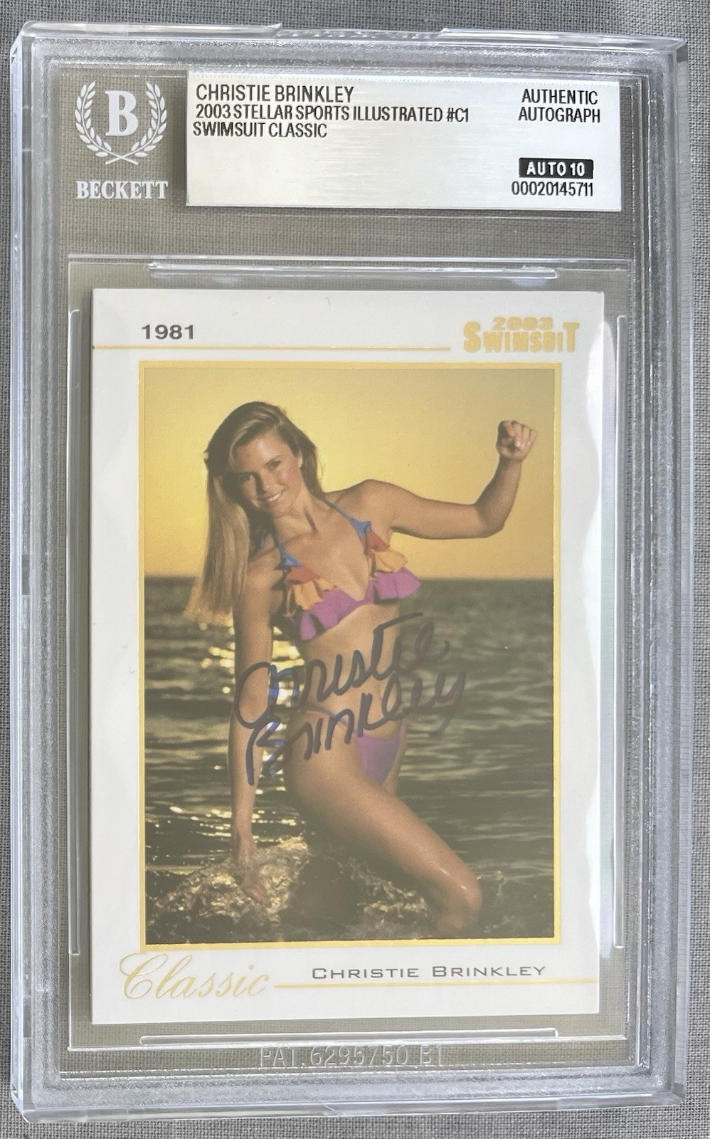 CHRISTIE BRINKLEY 2003 SPORTS ILLUSTRATED SI SWIMSUIT #C1 AUTO 10 CHRISTIE BRINKLEY 2003 SPORTS ILLUSTRATED SI SWIMSUIT #C1 AUTO 10
