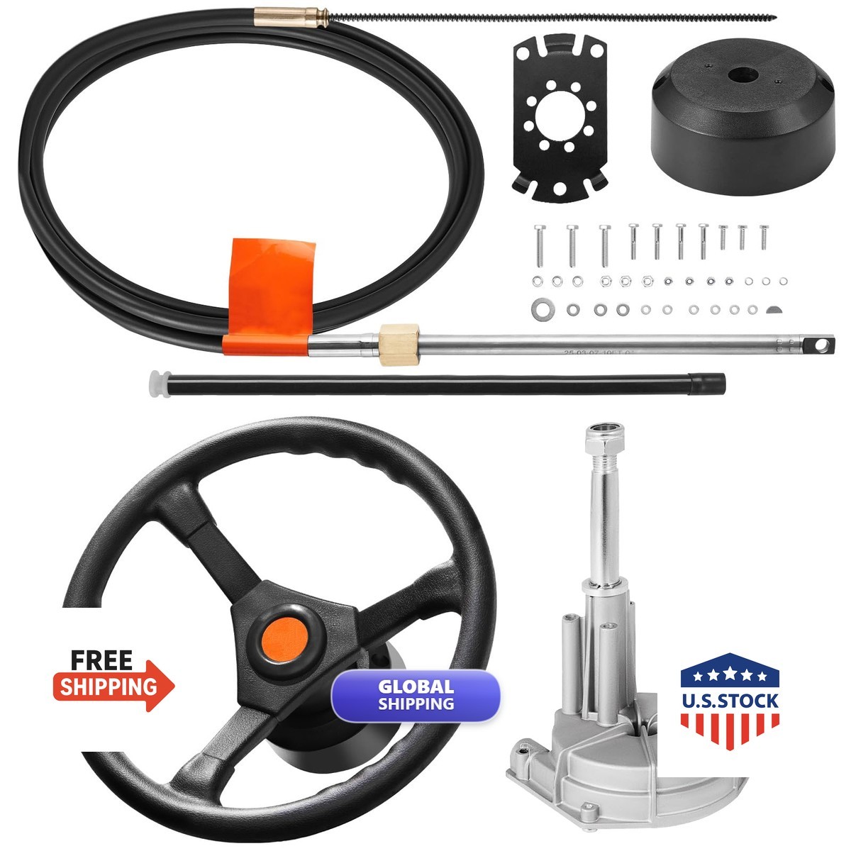Bestauto 16ft Boat Steering Cable Outboard Steering Kit with 13\
