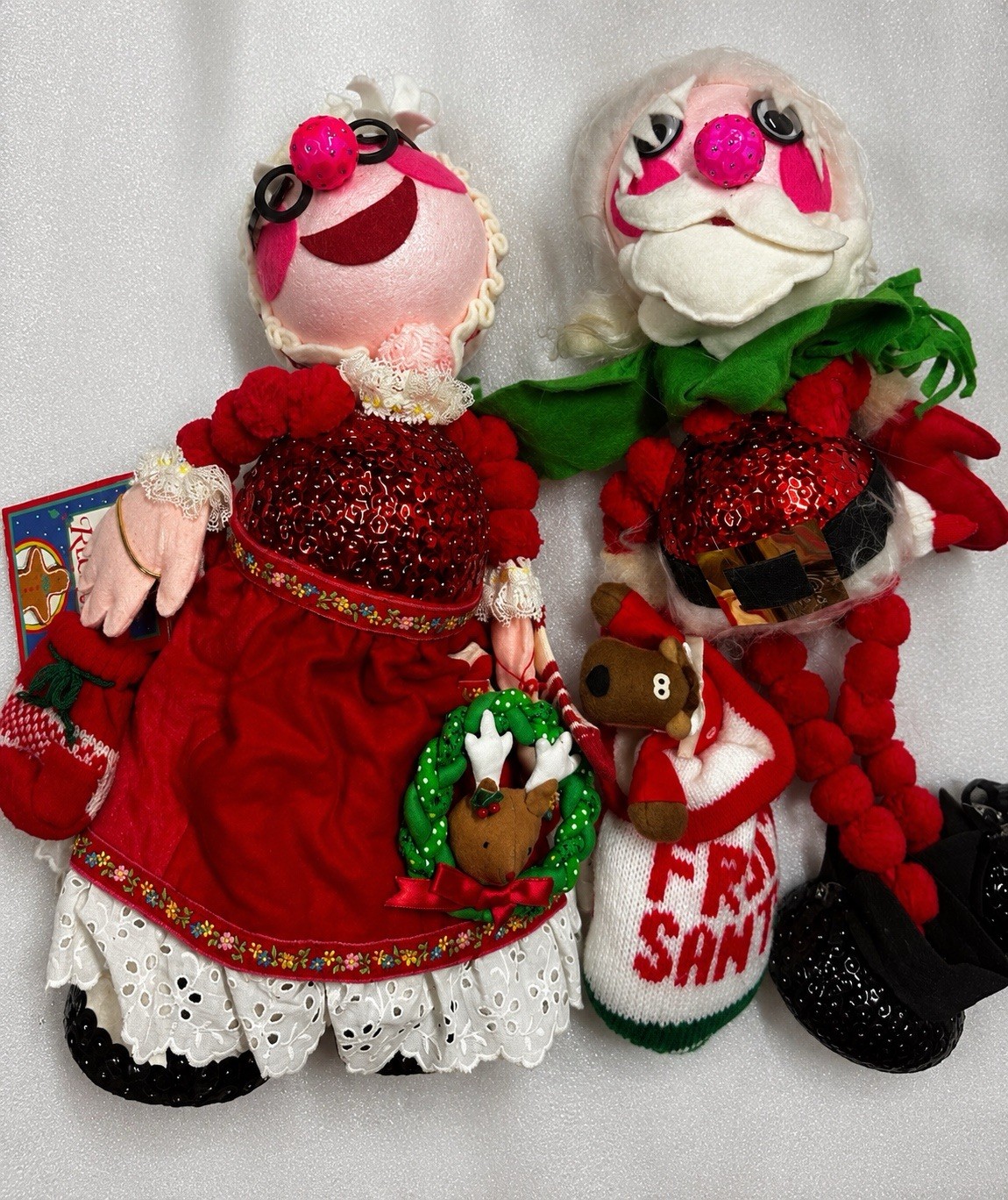 Antique Marionette Santa & Mrs Claus String Puppet Christmas Folk Art Vintage Antique Marionette Santa & Mrs Claus String Puppet Christmas Folk Art Vintage