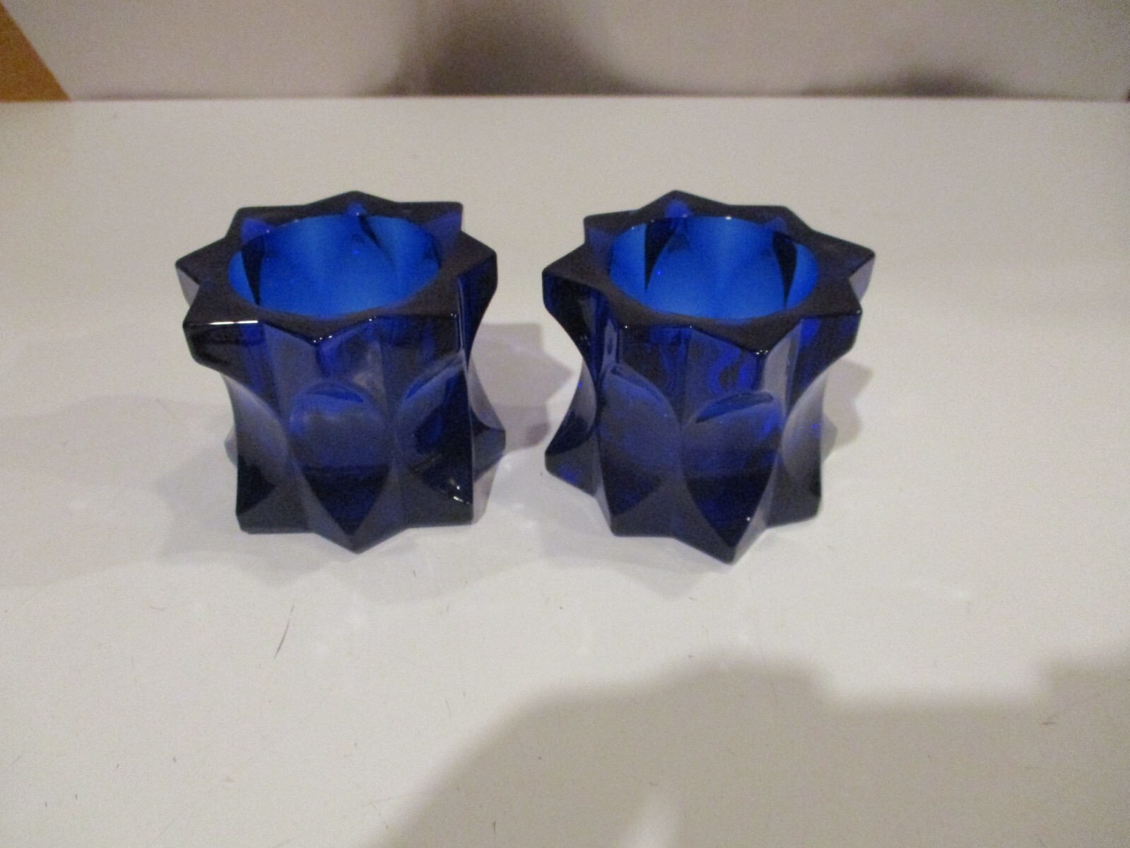 2- Vintage Studio Nova Japan Cobalt Blue Glass Candle Holder 2.5\