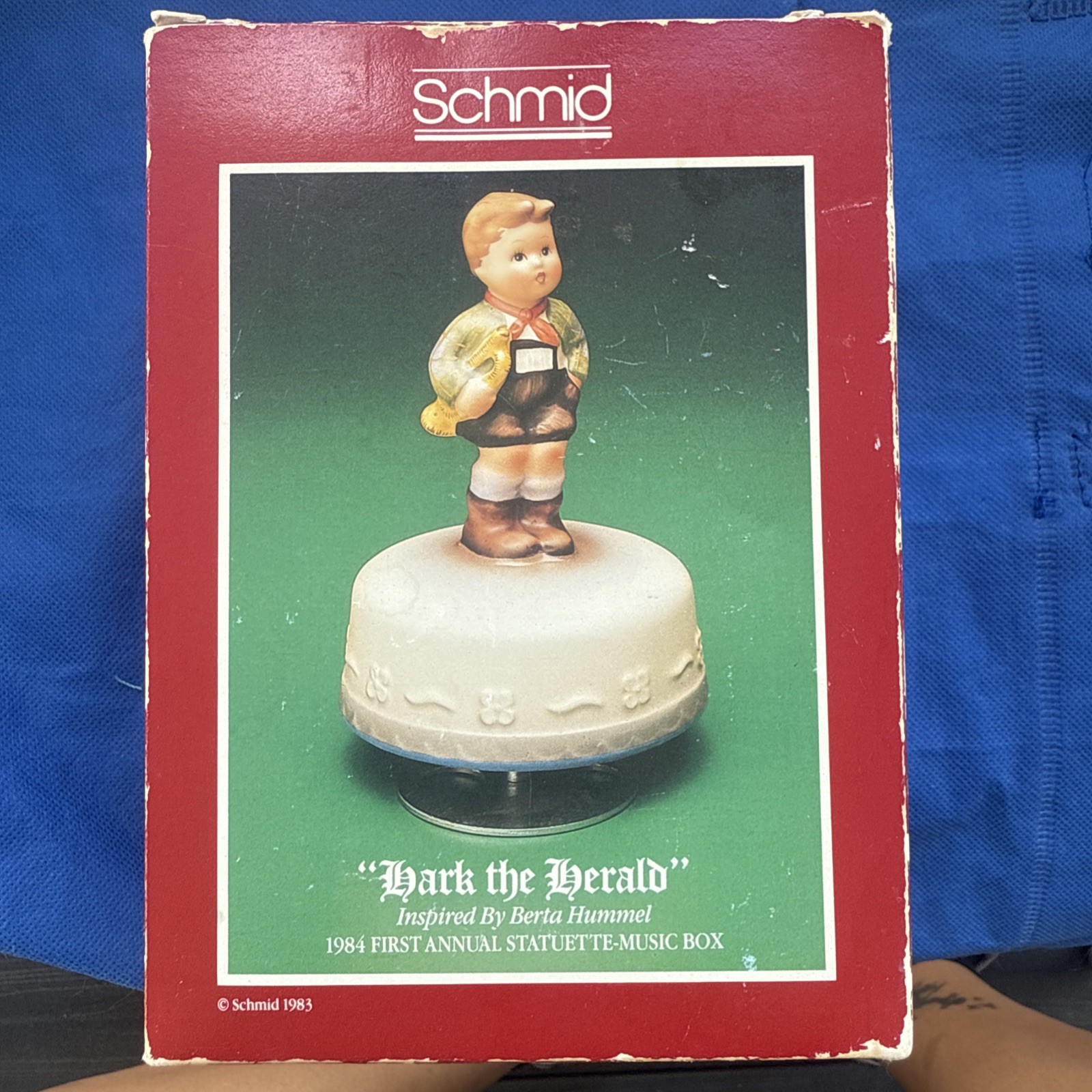 NEW in original box Schmid Hark The Herald 1984 Annual Statuette Music Box 