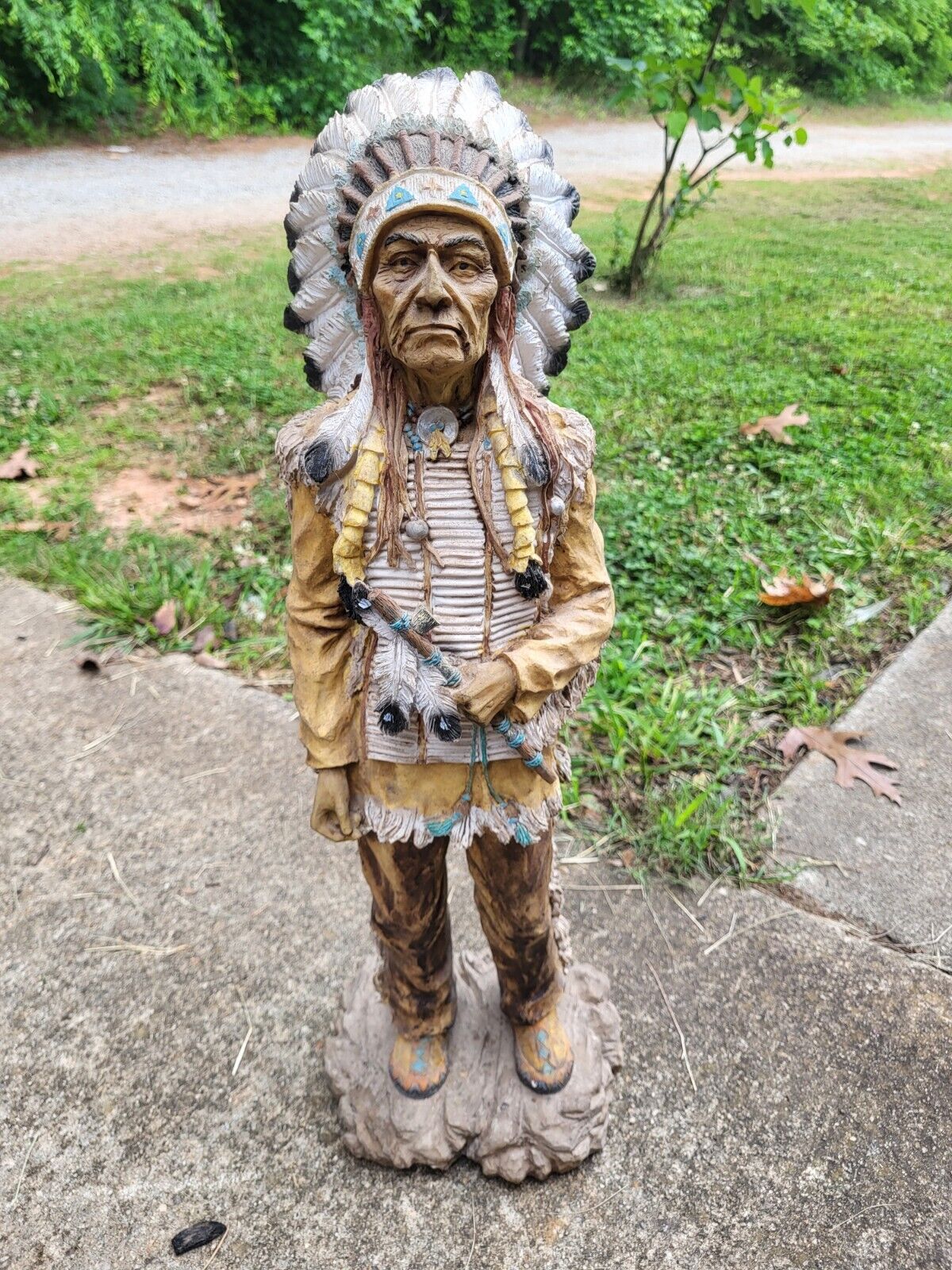 24in Cherokee Indian Resin Statue, Native American
