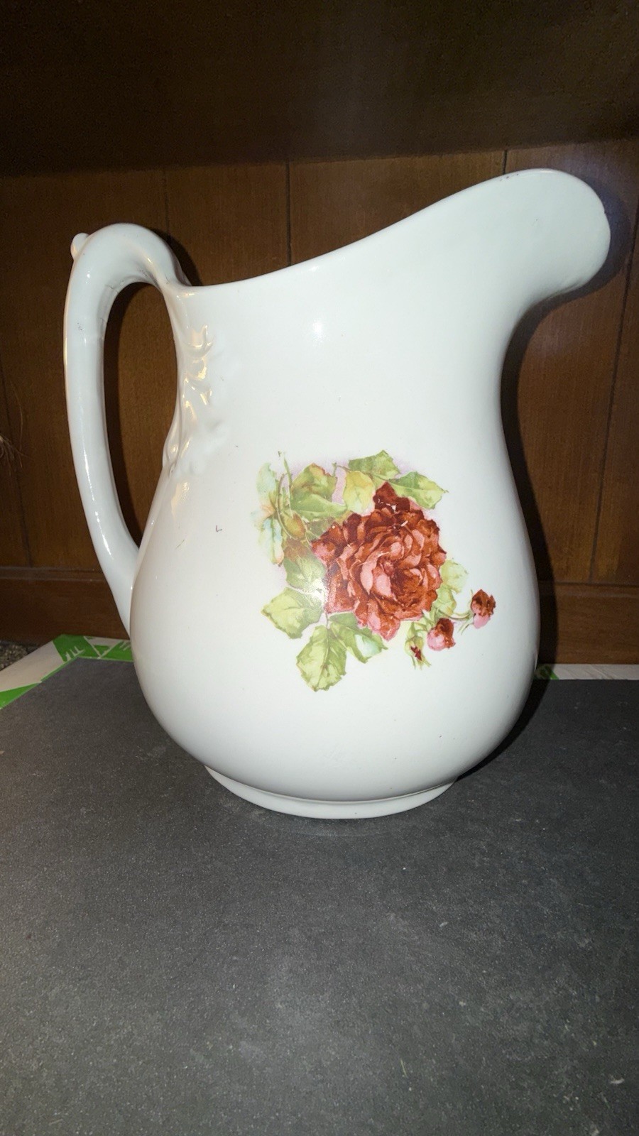 Vintage Burgess Co Royal China Rose Pitcher England 9” Floral Ironstone