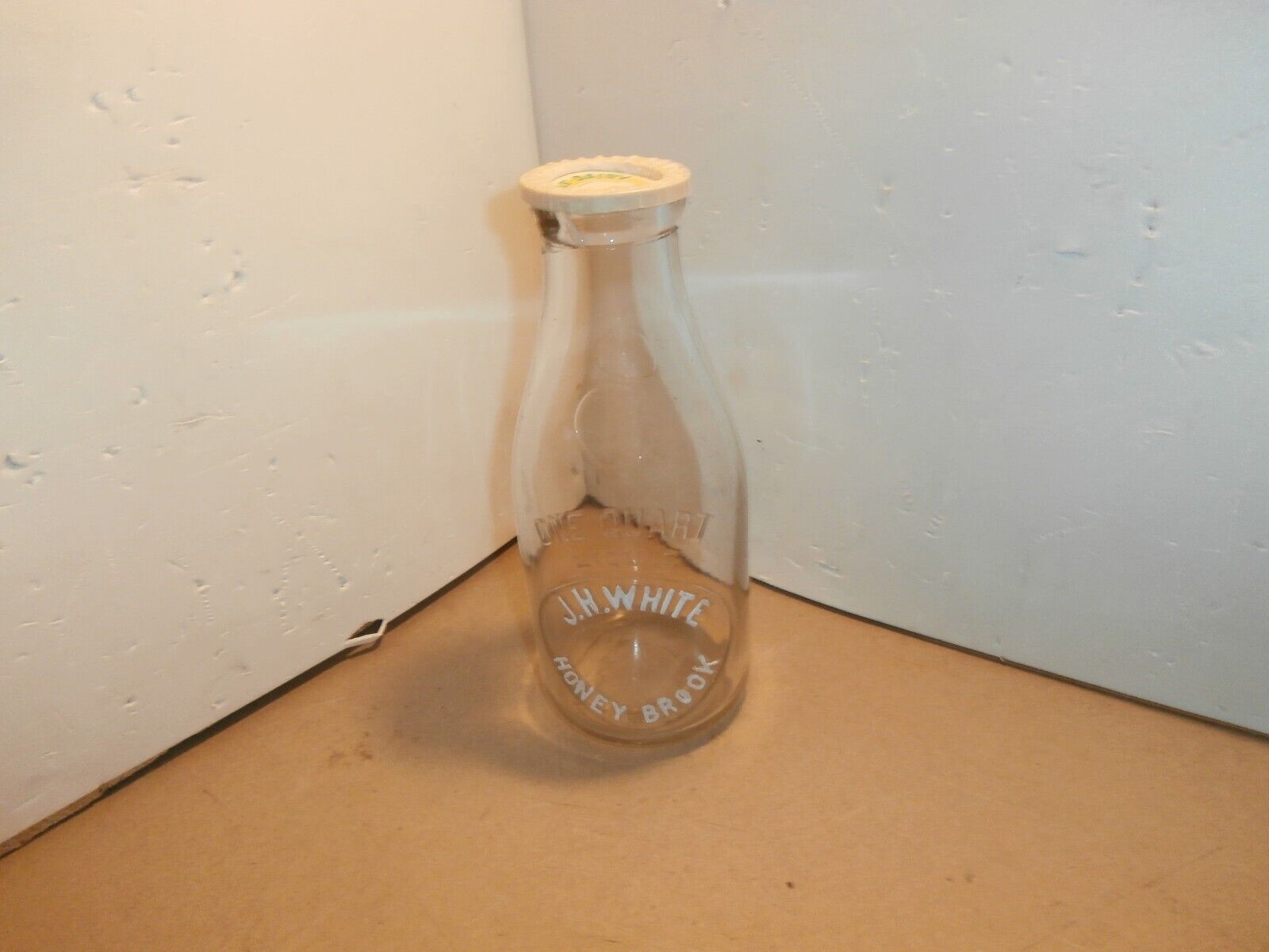 J.H.White quart milk bottle, Honeybrook, PA   Chester Co