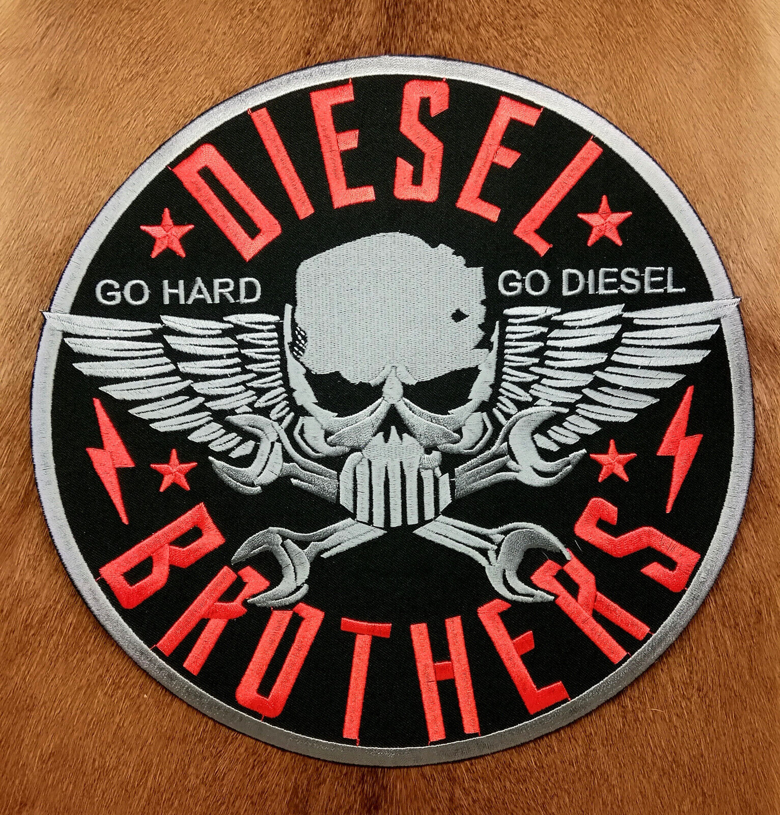 Skull Wing Diesel Brothers Garage Car Truck Patch Large Back Iron On Embroidered