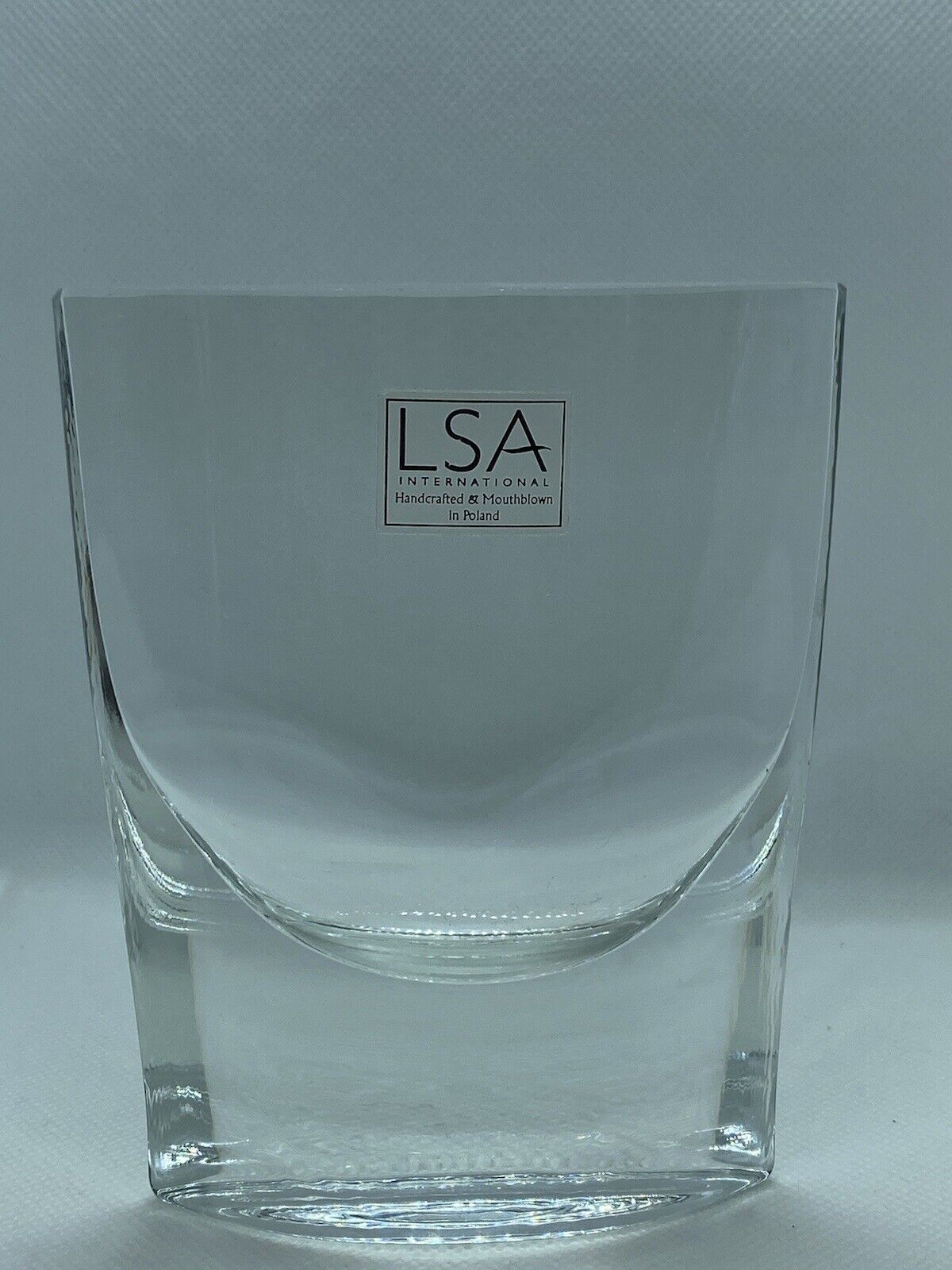 LSA International Crystal Hand Crafted & Mouth Blown Oval Pocket Vase Poland LNC