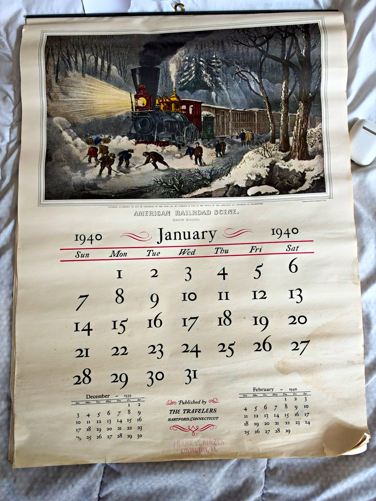 Vintage Rare The Travelers 1940 & 1942  Advertising Calendars WWII Era