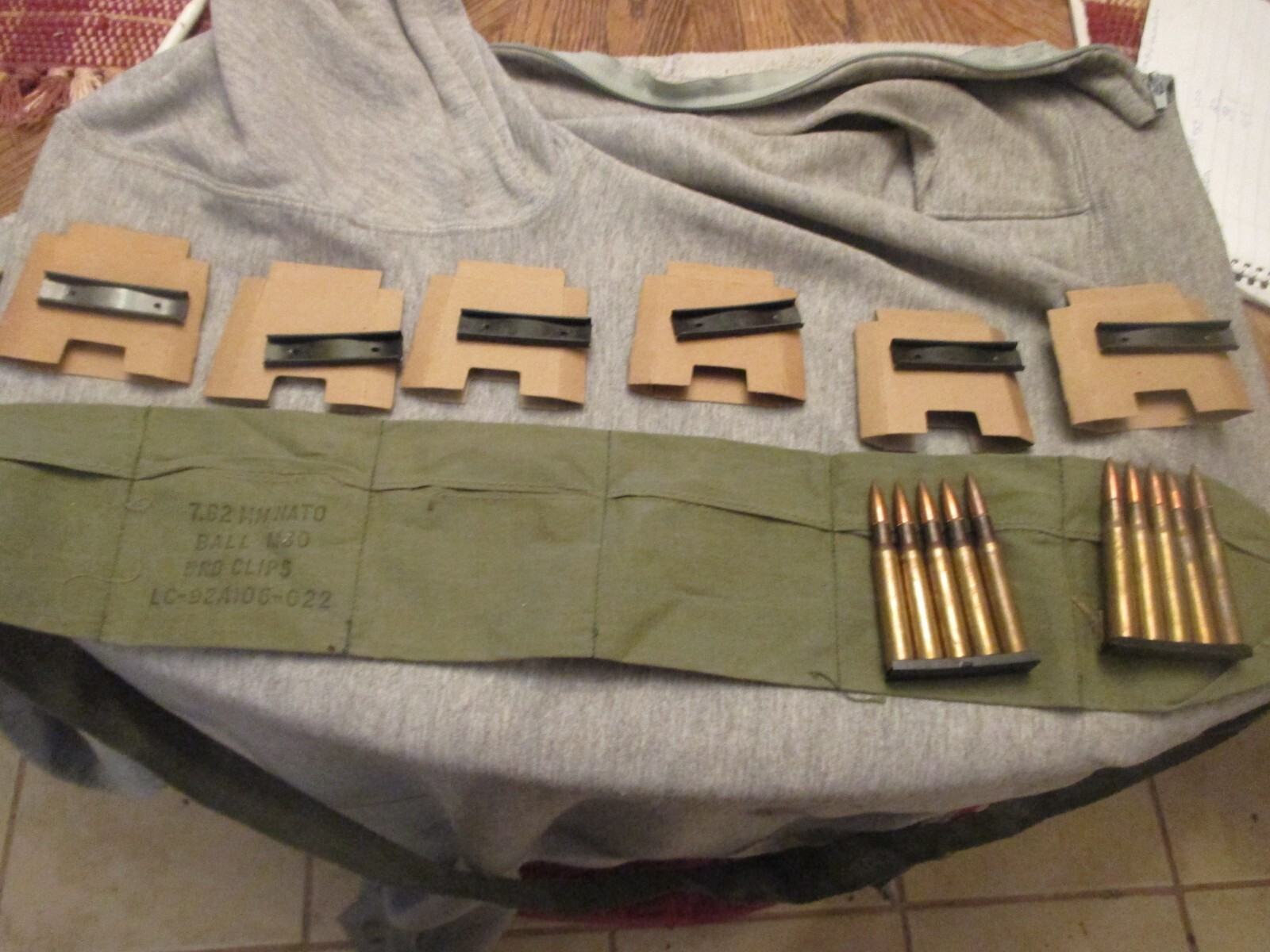 308,30-06, one bandelier, 12 stripper clips and 6 cardboards