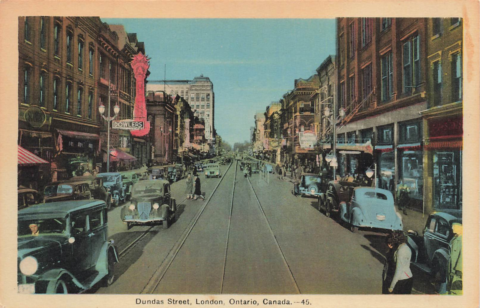 LONDON ON ONTARIO CANADA DUNDAS STREET c 1940s VINTAGE POSTCARD 110923 S