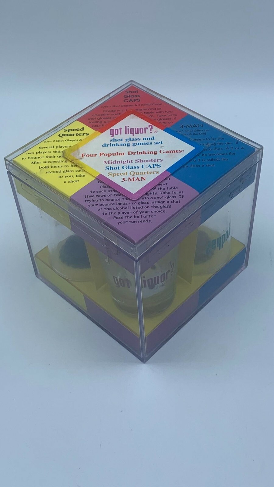 Got Liquor? Shot Glass & Drinking Games Set - Four Popular Drinking Games Set