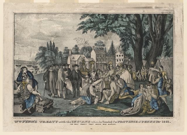 William Penn Treaty with the Indians Pennsylvania 1661 Currier 1835-1856