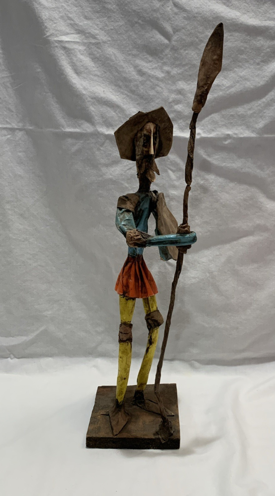 Vintage Don Quixote Paper Mache Statue Sculpture HAND MADE - Unique 16.5\