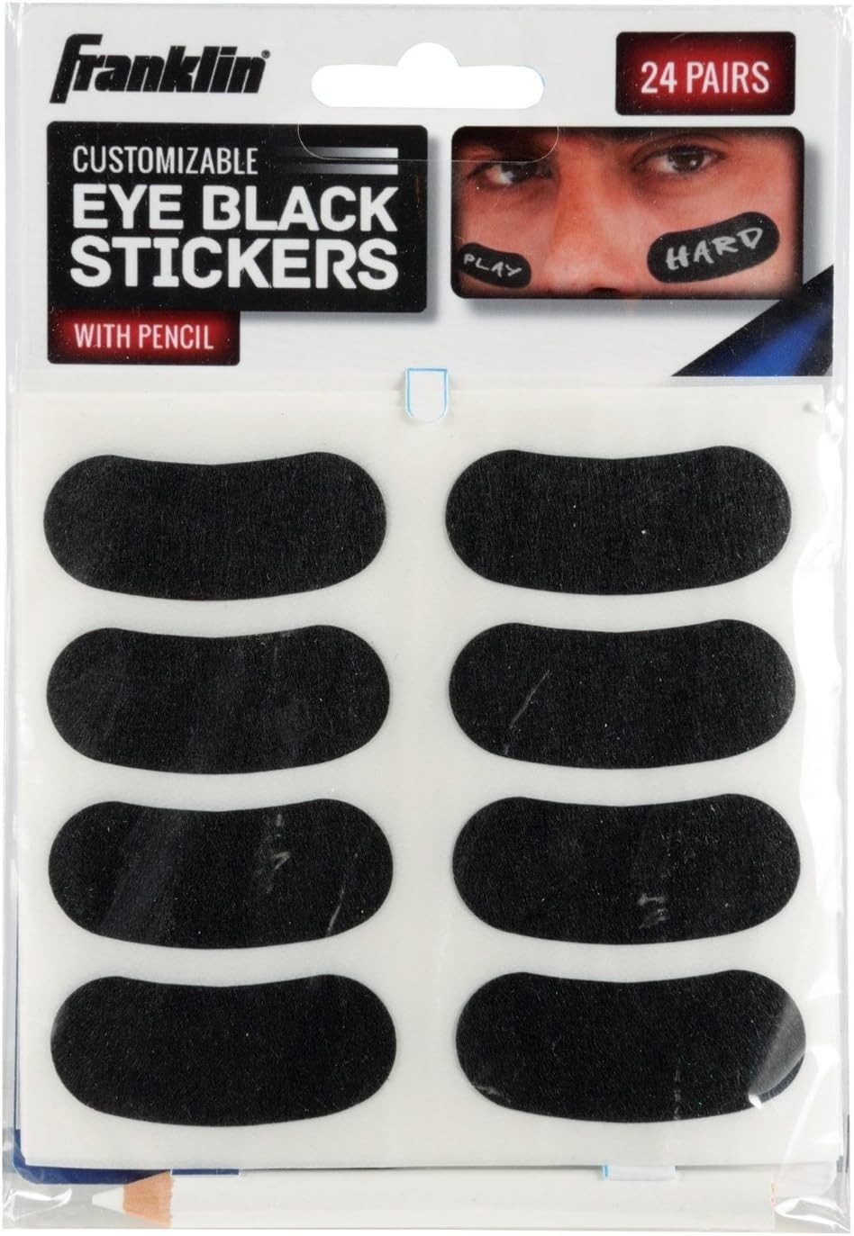 Franklin Sports Eye Black Stickers Pack of 24 Pairs with White Pencil Franklin Sports Eye Black Stickers Pack of 24 Pairs with White Pencil