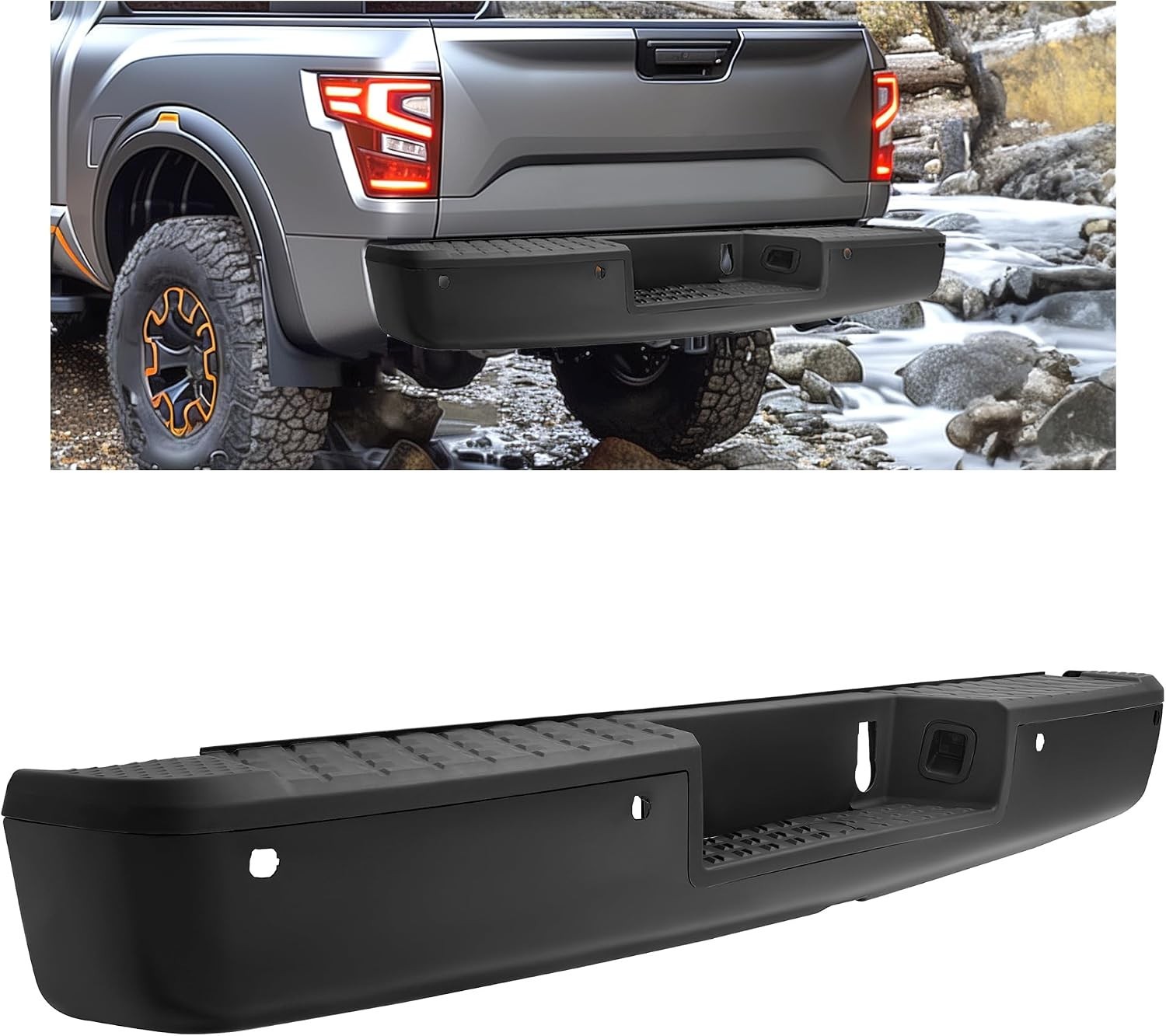 Rear Bumper Assembly Compatible with 2016-2020 Nissan Titan XD w/Parking Aid Sen Rear Bumper Assembly Compatible with 2016-2020 Nissan Titan XD w/Parking Aid Sen
