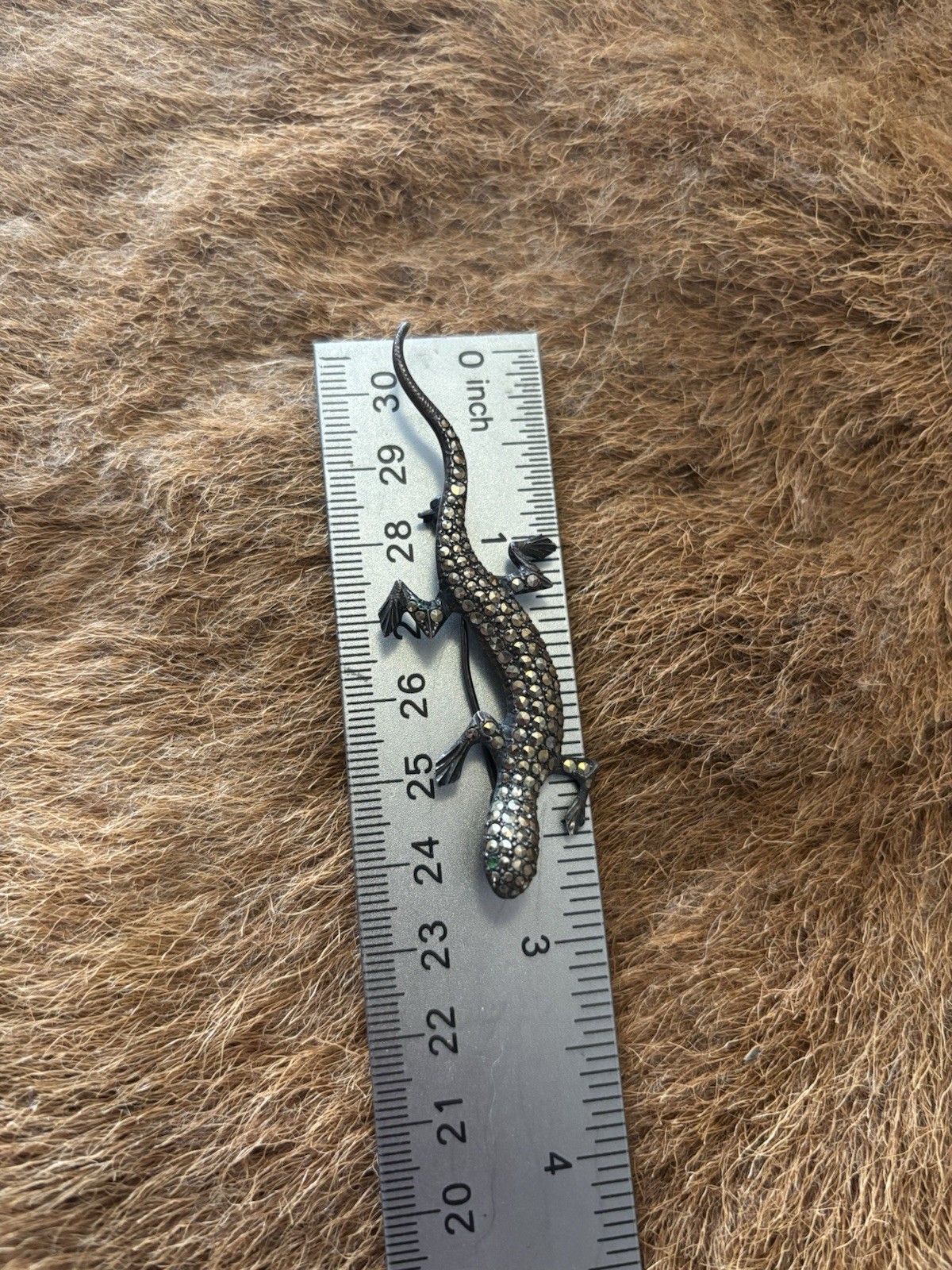 Vintage Salamander Lizard 925 Sterling Silver Brooch Pin 2 - 3/4 Inch