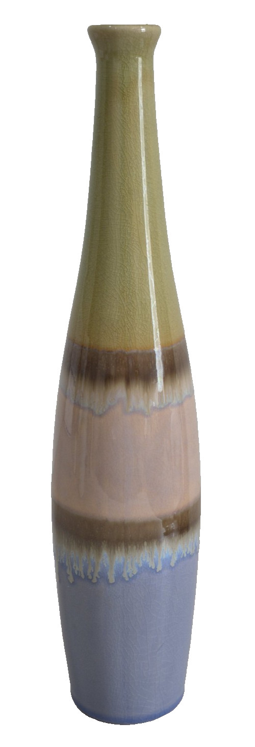 Modern Drip Crackle Glaze Ceramic Bottle Vase Boho Art Accent Piece 15.25\