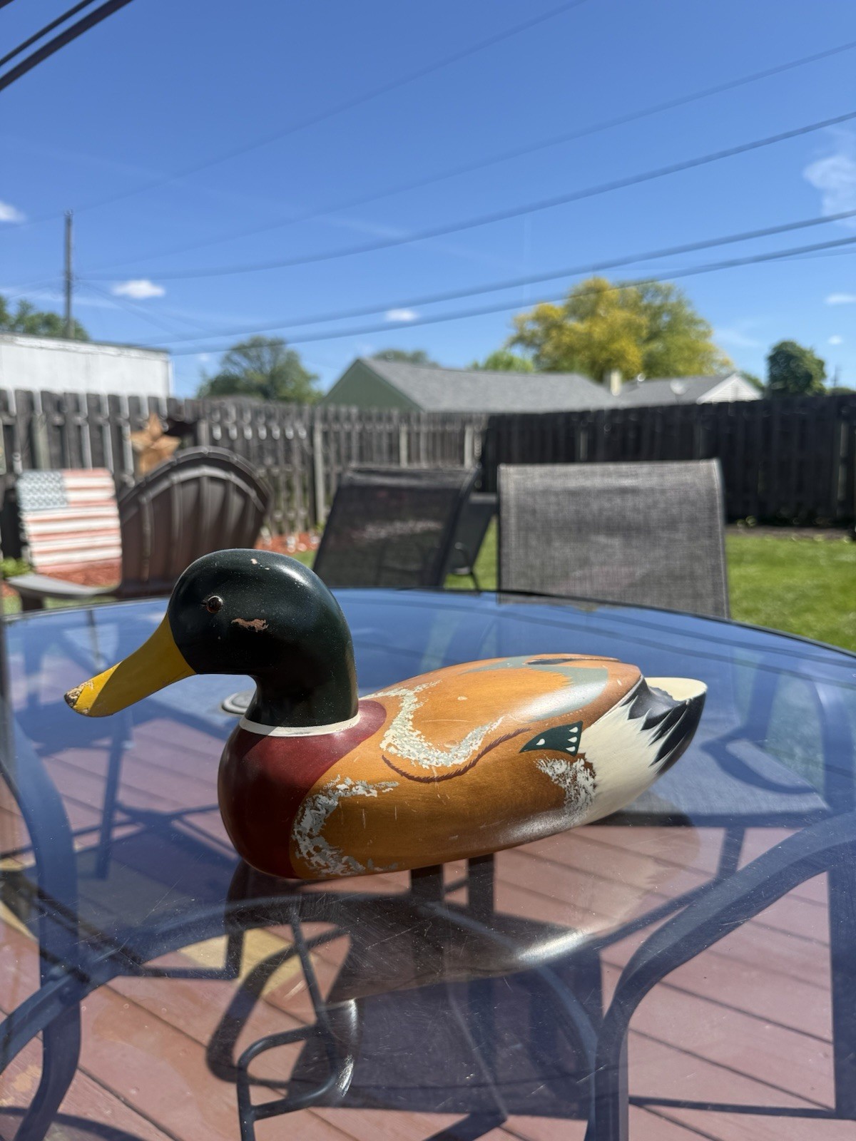 Vintage 1950/1960s Wood Duck Hand Painted Glass Eye