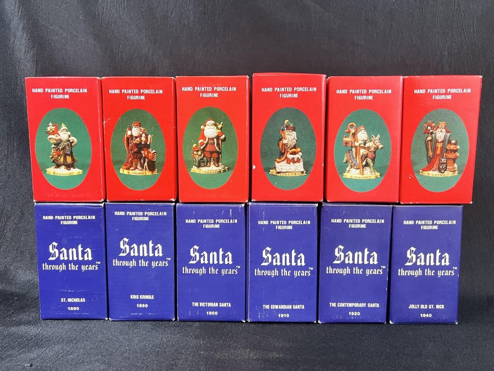 Santa Through the Years & Santas of the Nations 12 Pc Boxed Set MINT Rare