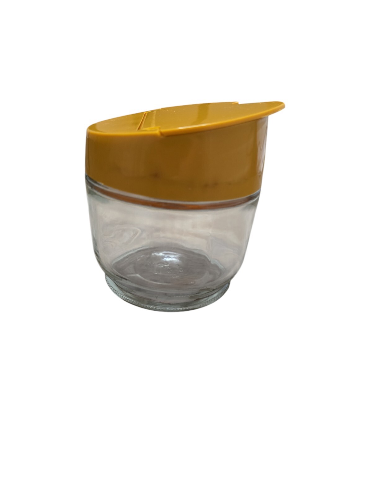Vintage Gemco Yellow Mustard Sugar Glass Container With Flip Top Lid See Notes