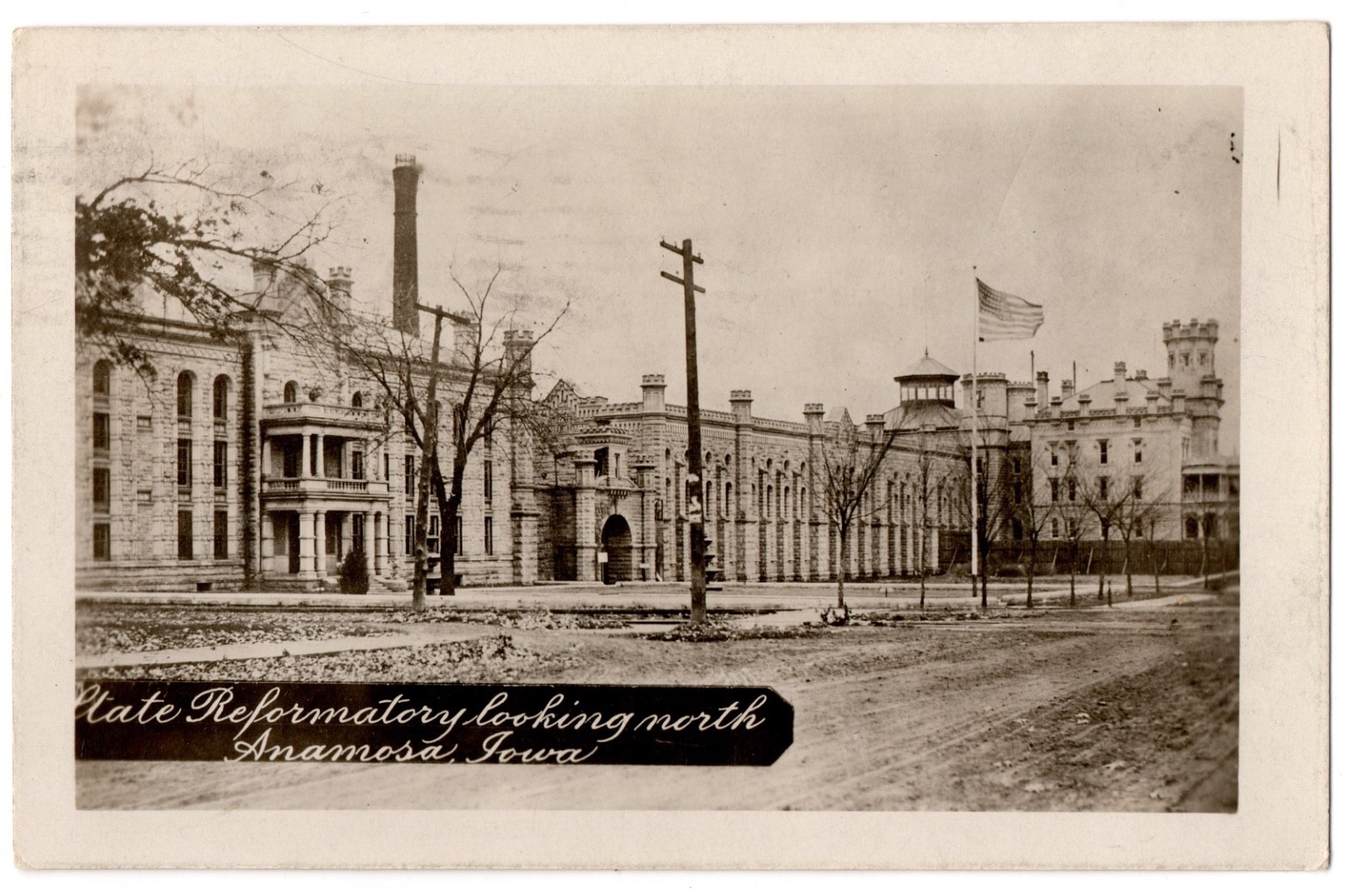 Anamosa IA State Reformatory Looking North Real Photo Postcard RPPC Posted 1910