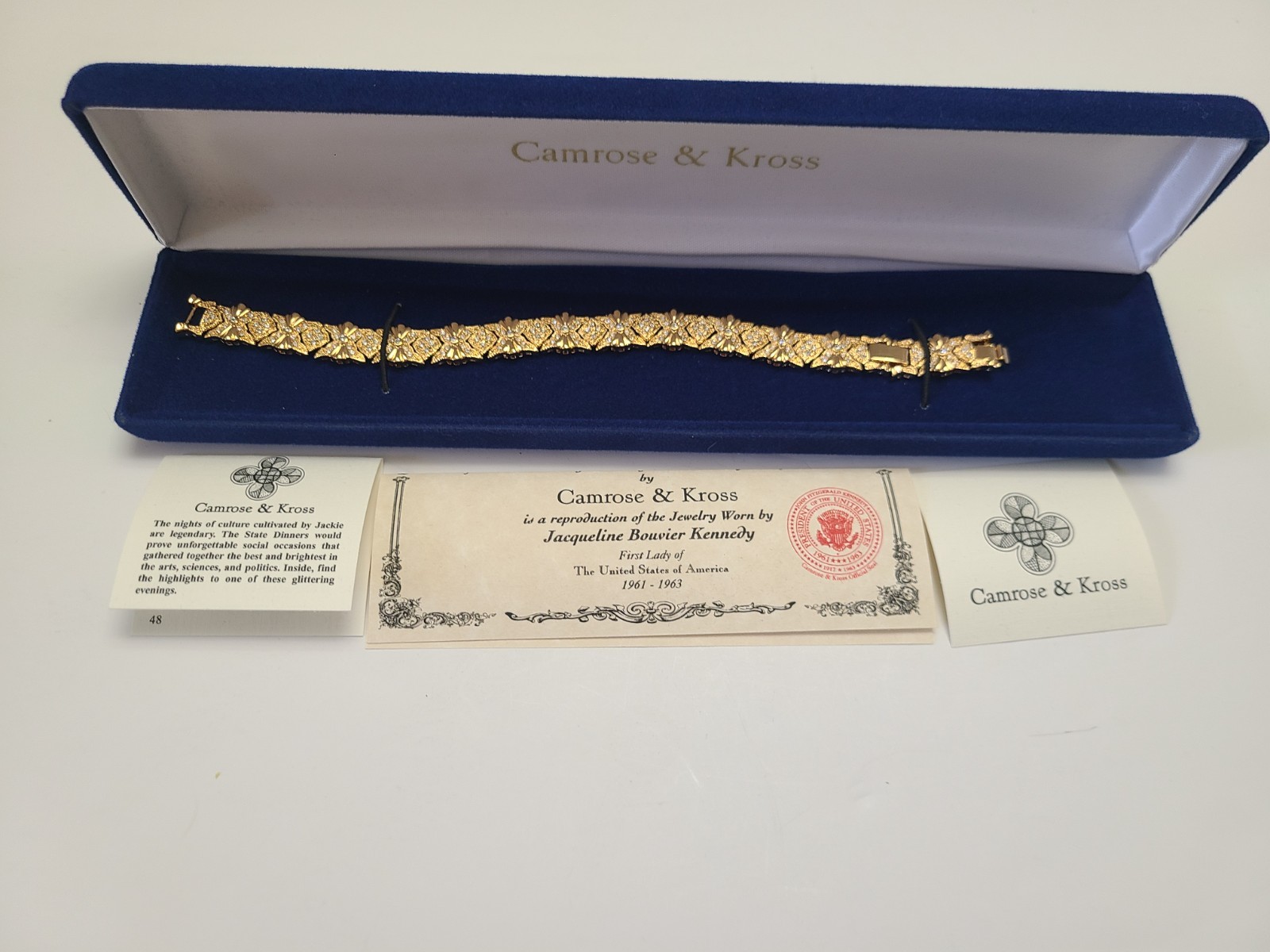 JBK Camrose Kross Jackie Kennedy Gold Nugget Textured Link Bracelet COA Boxed