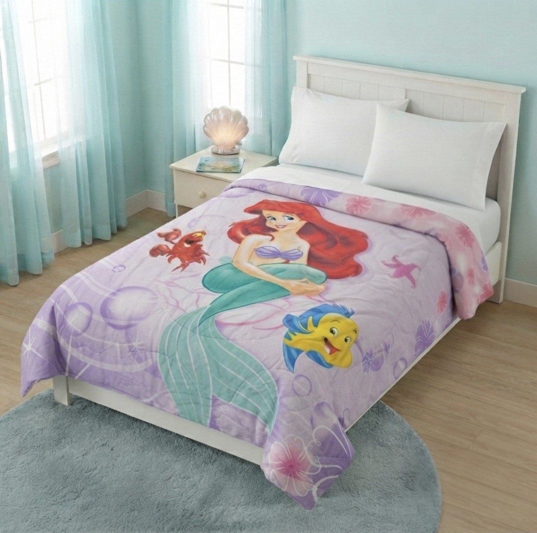 VTG Disney The Little Mermaid Comforter Ariel Flounder Sebastian Bedding T/F