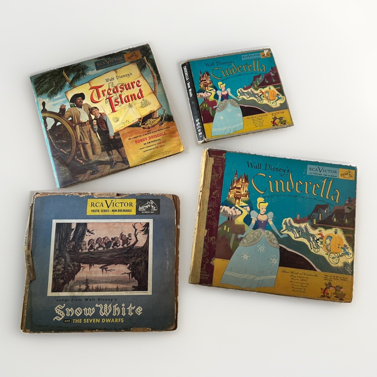 Lot (4) 1949, 1950 Disney “Little Nipper” RCA Victor 78, 45 RPM Records