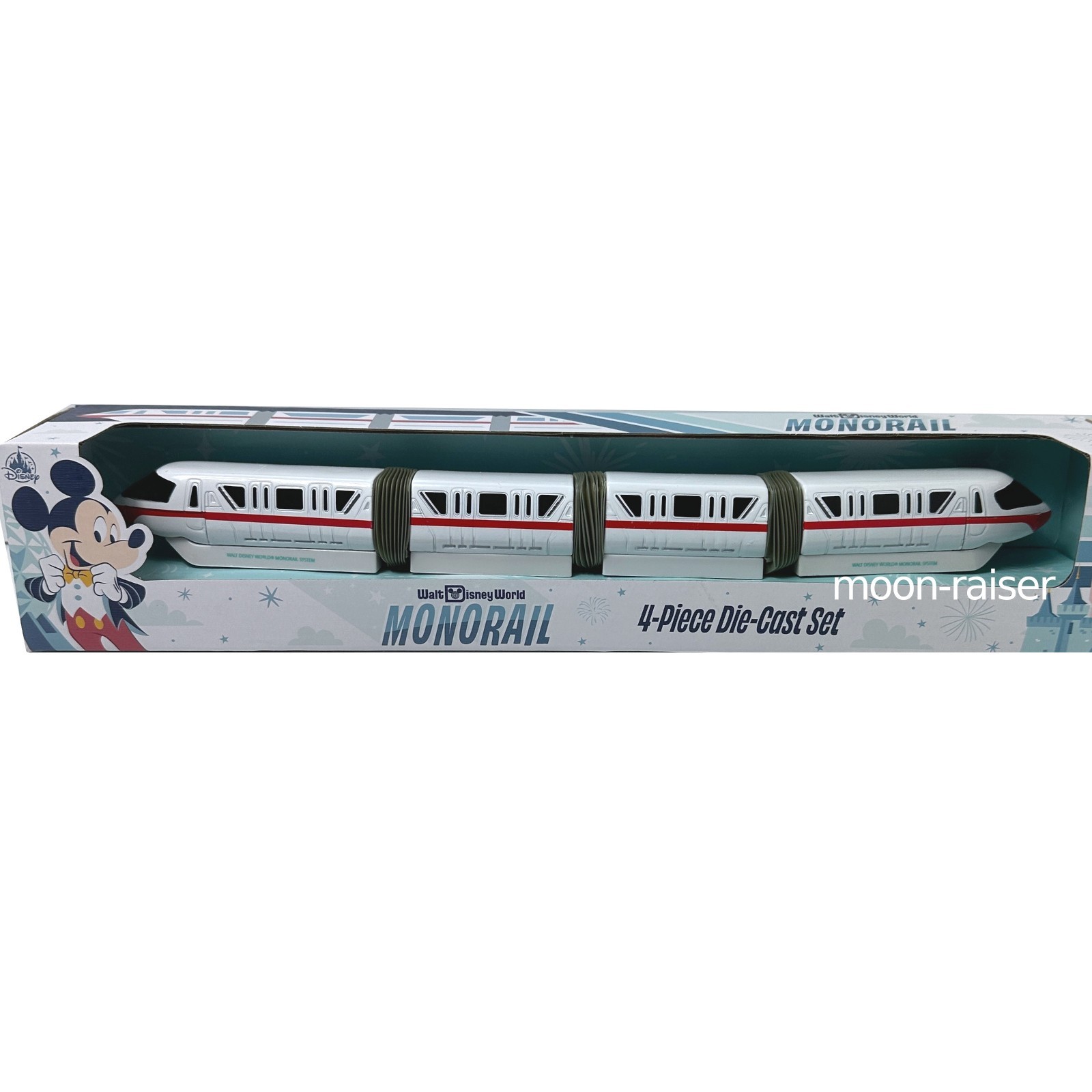 Disney Parks Monorail RED Die-Cast 4 Piece Metal Set Disney Parks Monorail RED Die-Cast 4 Piece Metal Set