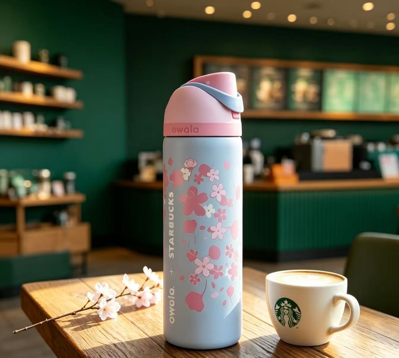 BRAND NEW Starbucks&Owala Sakura 2026 Limited Insulated Water Bottle Straw Cup