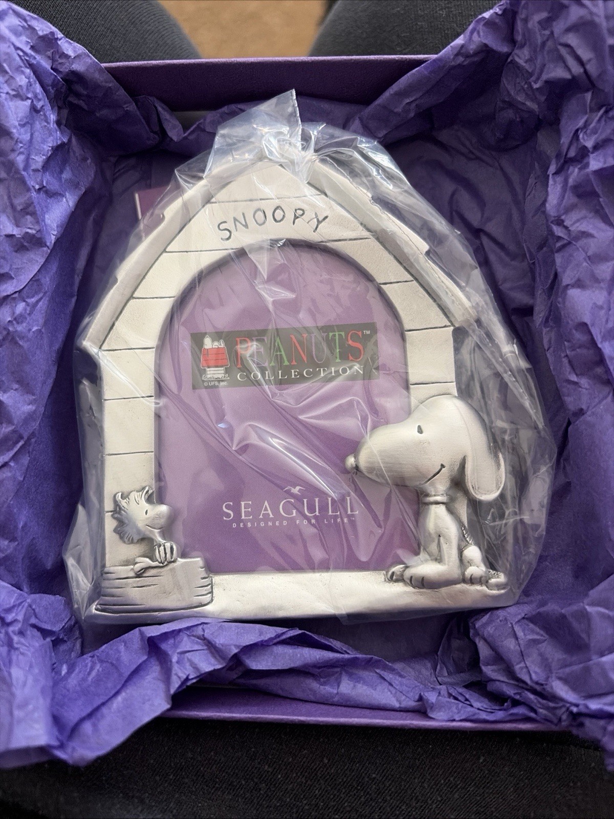 Vintage Snoopy Peanuts Seagull Pewter Mini Frame Doghouse