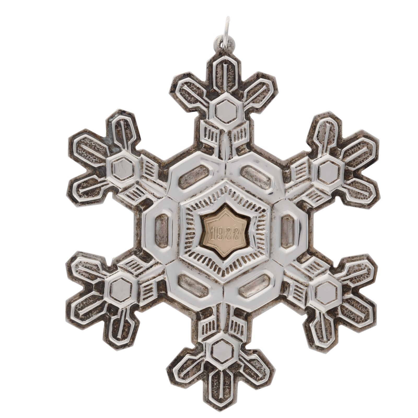 Gorham 1988 Sterling Silver Gold Christmas Ornament Snowflake 925 Vintage Decor