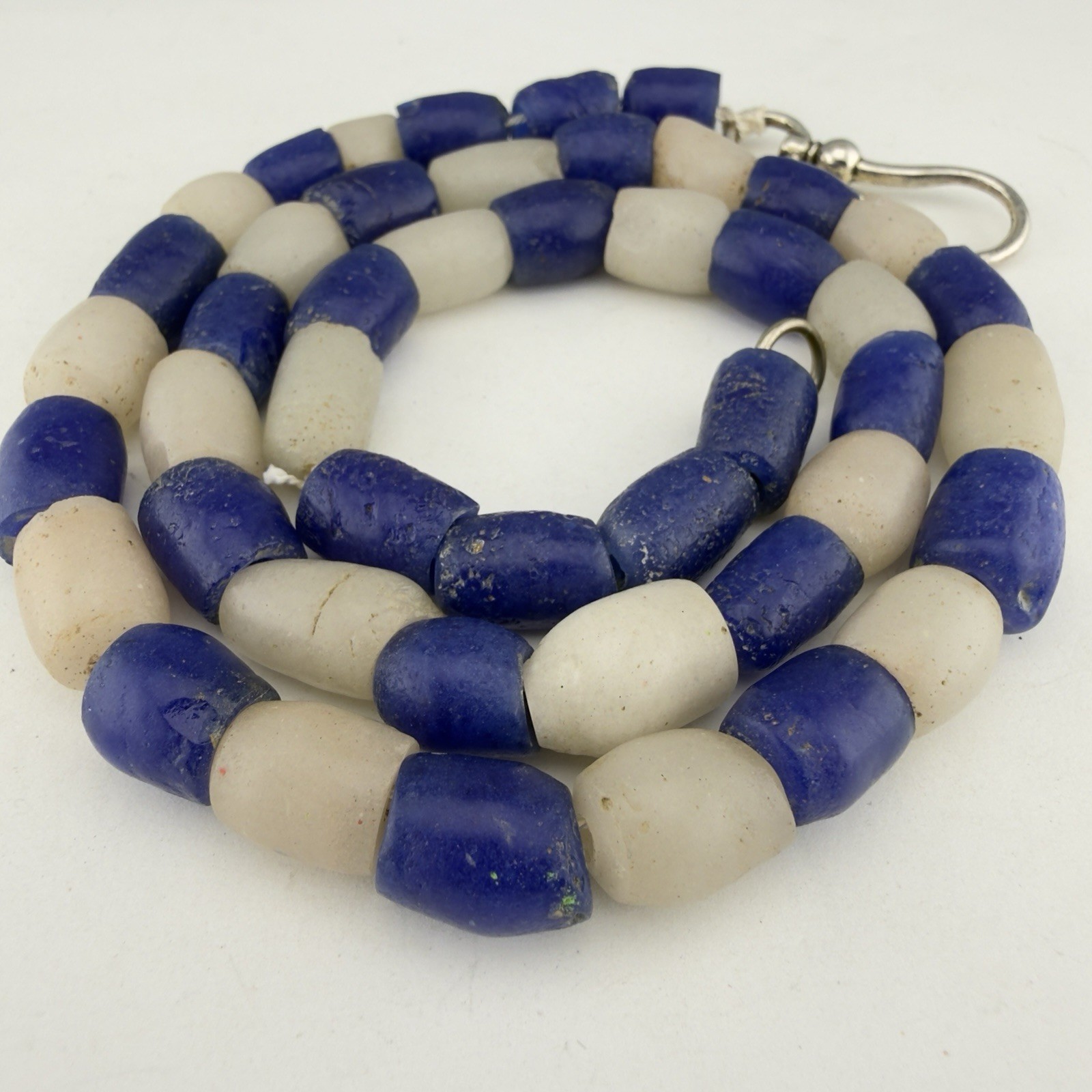 African Trade Beads Cobalt Powder Glass Ghana Old 23” Strand