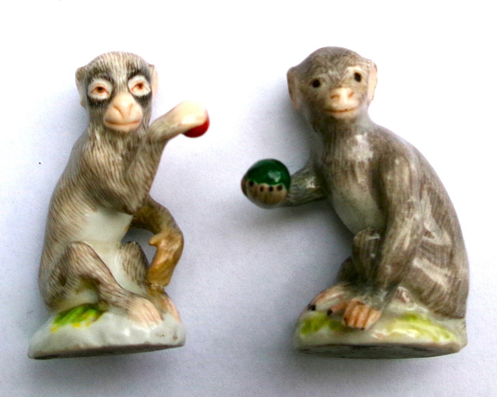 Early Pair Meissen Antique Porcelain Monkey Figurines