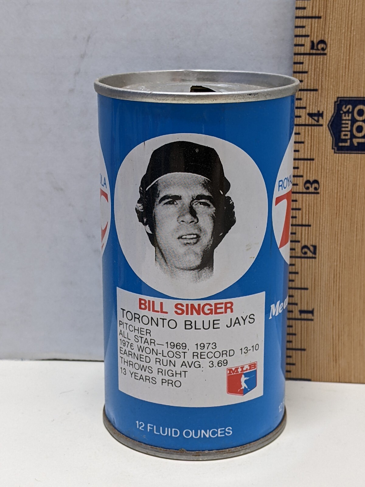 Vintage 70\'s Royal Crown RC Cola MLB Bill Singer Baseball Can