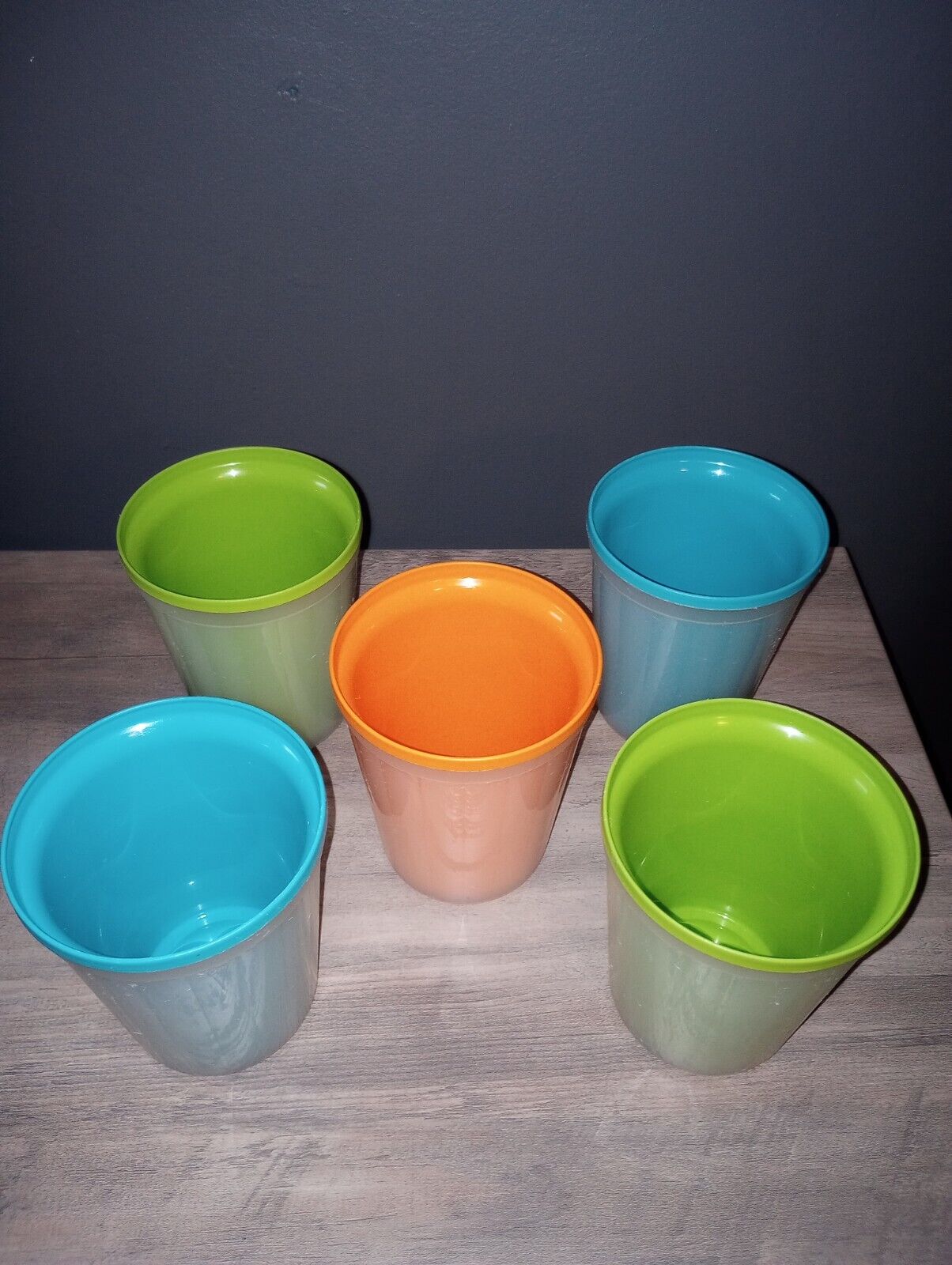 5  Vintage Retro Party Peacock Plastic Cups  Double Walled Insulated 