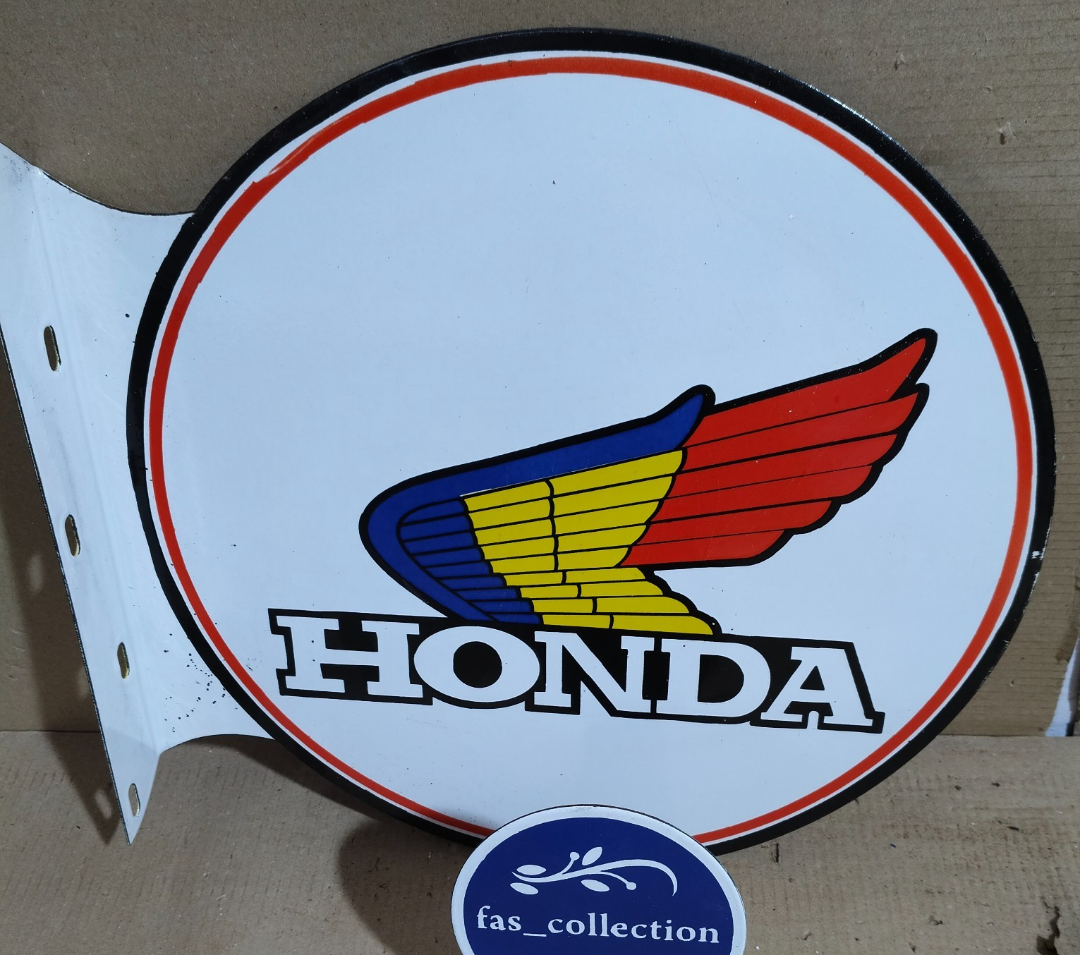 Honda Porcelain Enamel Sign  19.5 x 17 Inches 2 Sided