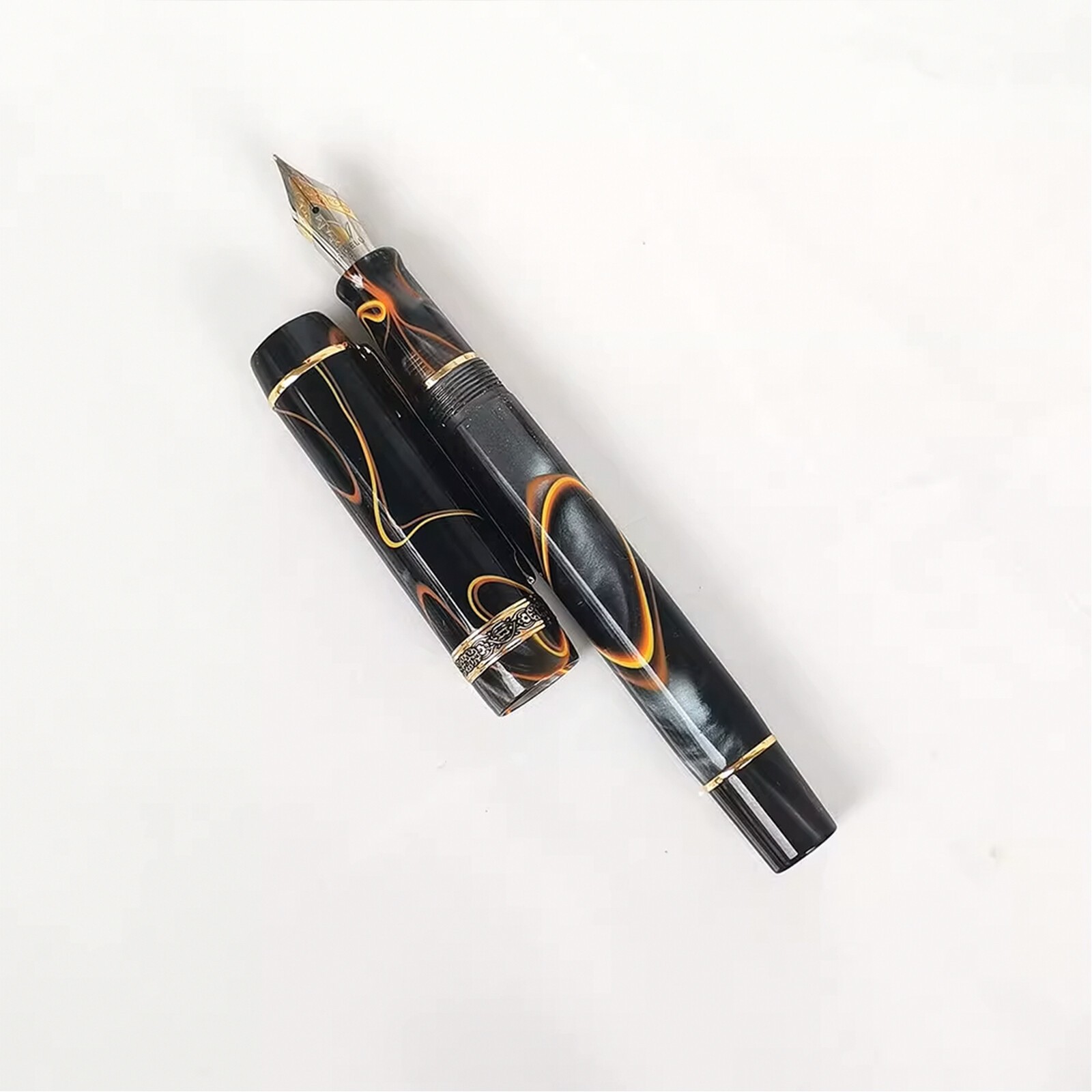 New Kaigelu 316 Resin Celluloid Black Fountain Pen EF/F Nib Writting Ink PenaH