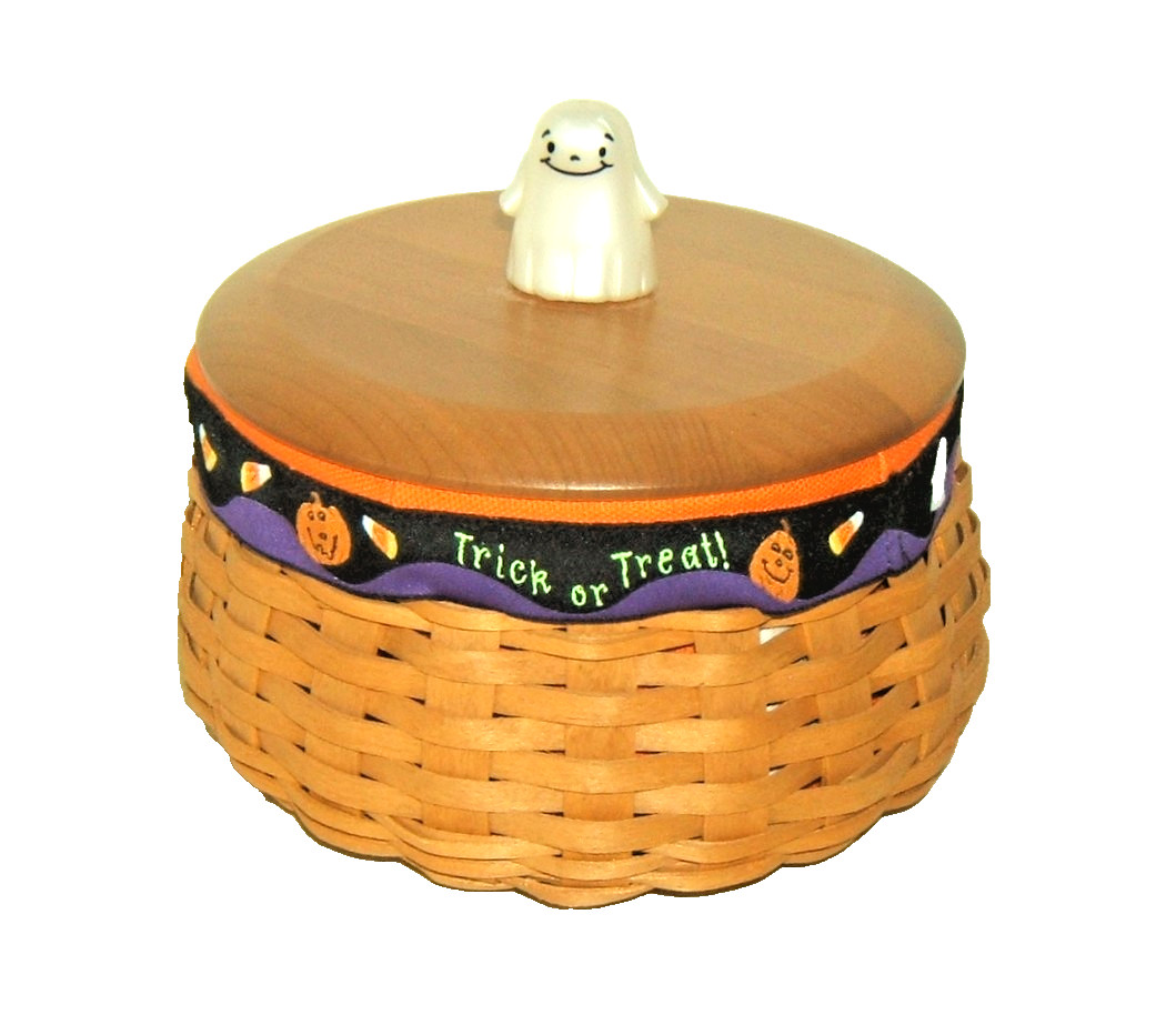 Longaberger 2004 Happy Halloween Small Round Basket with Lid and Liner