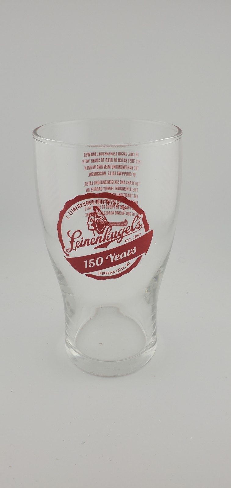 Leinenkugel's Brewing Co. 150 Years Commemorative Beer Pint Glass Barware 2017