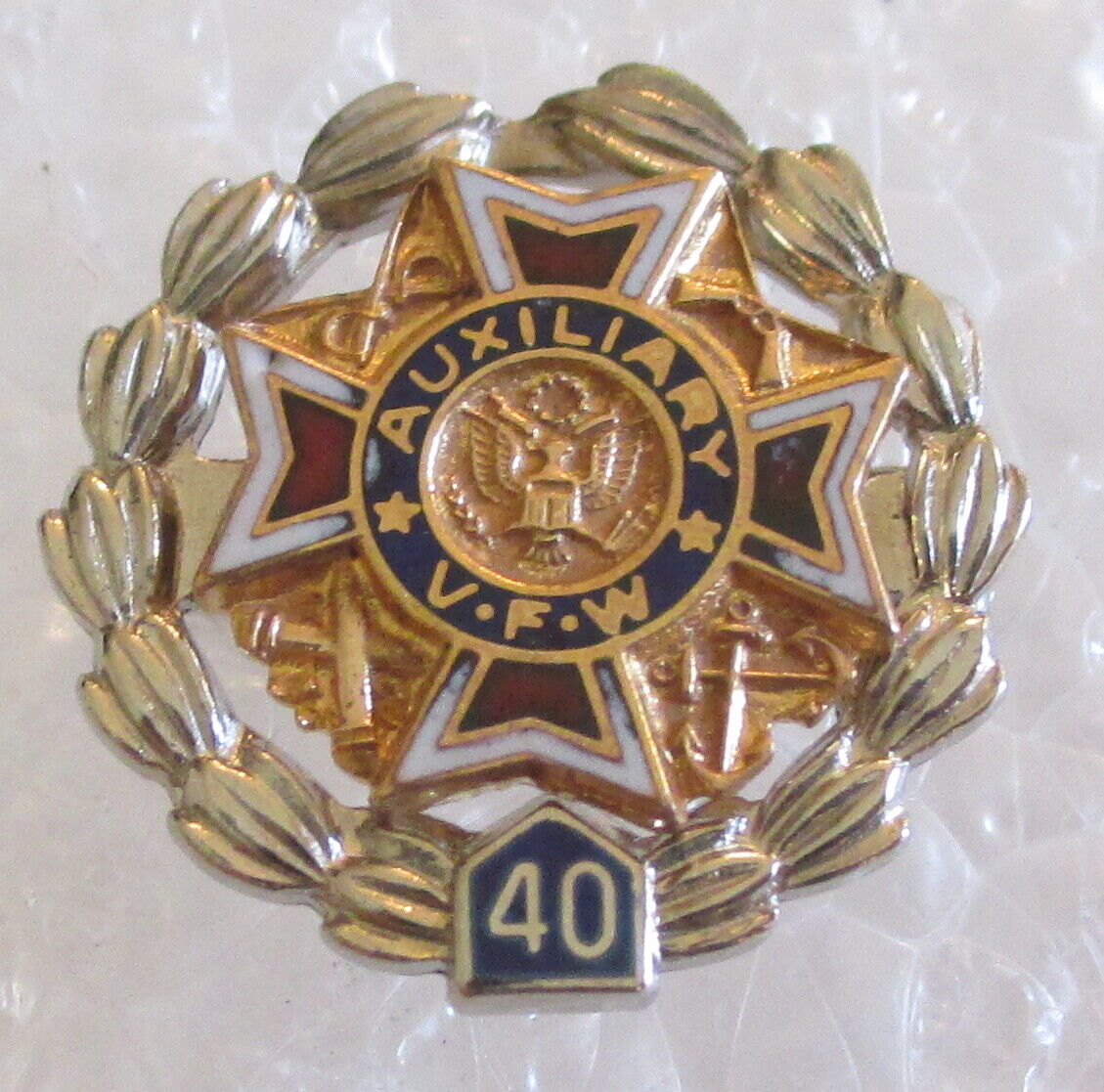 Vintage Sterling VFW Auxiliary 30 Year Member Pin - Veterans of Foreign Wars